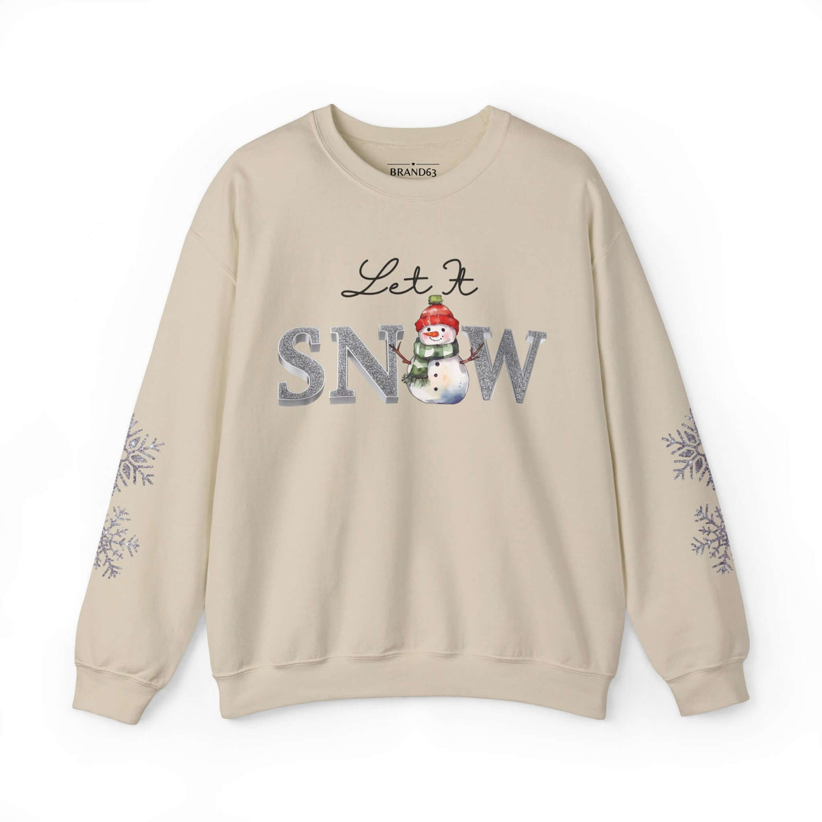 Let It Snow, Snowman Christmas Sweatshirt | Faux Sequins & Faux Embroidery, Brand63