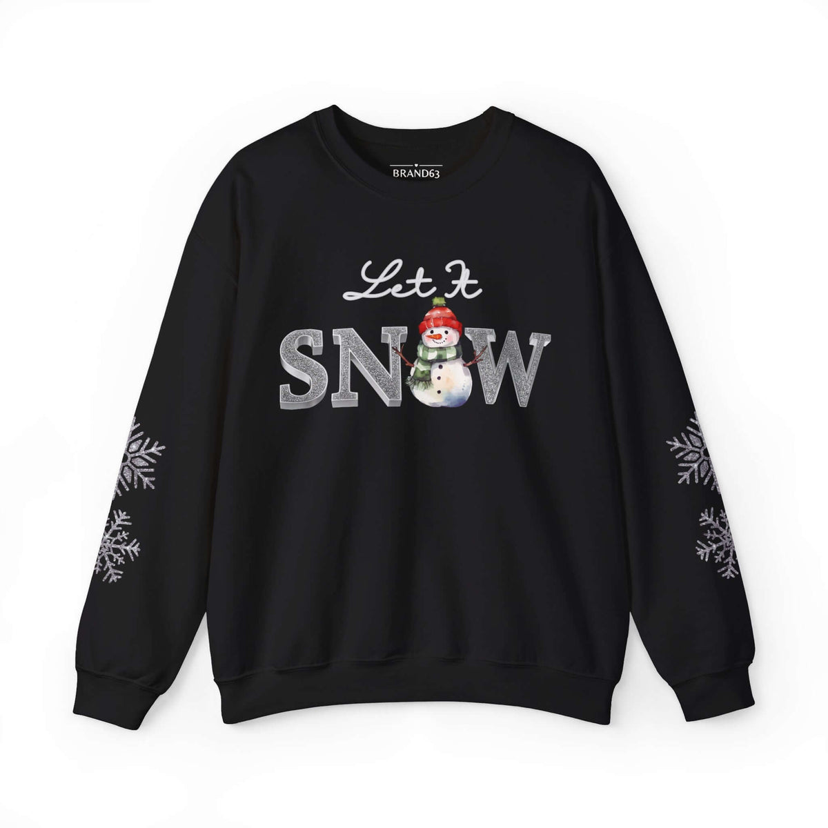 Let It Snow, Snowman Christmas Sweatshirt | Faux Sequins & Faux Embroidery, Brand63