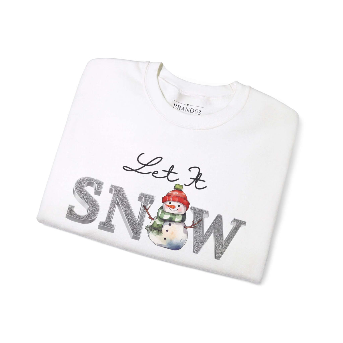 Let It Snow, Snowman Christmas Sweatshirt | Faux Sequins & Faux Embroidery, Brand63
