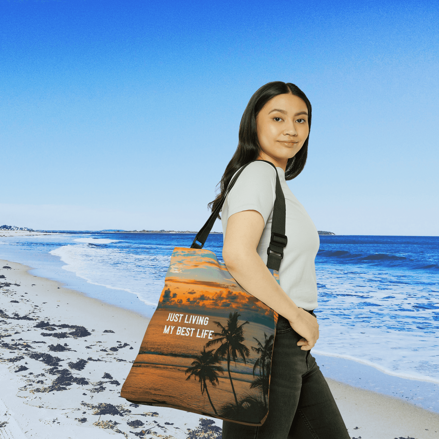 Living My Best Life Tote | Messenger Bag, Cross Body Bag, Beach Tote, Pool Tote, Brand63