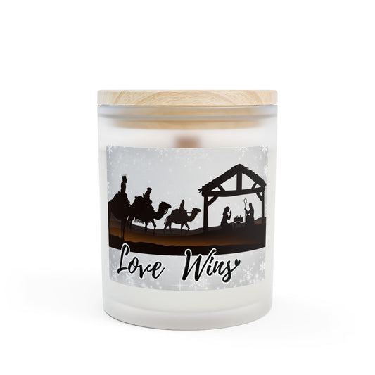 Love Wins Frosted Glass Christmas Candle — 11oz, Brand63