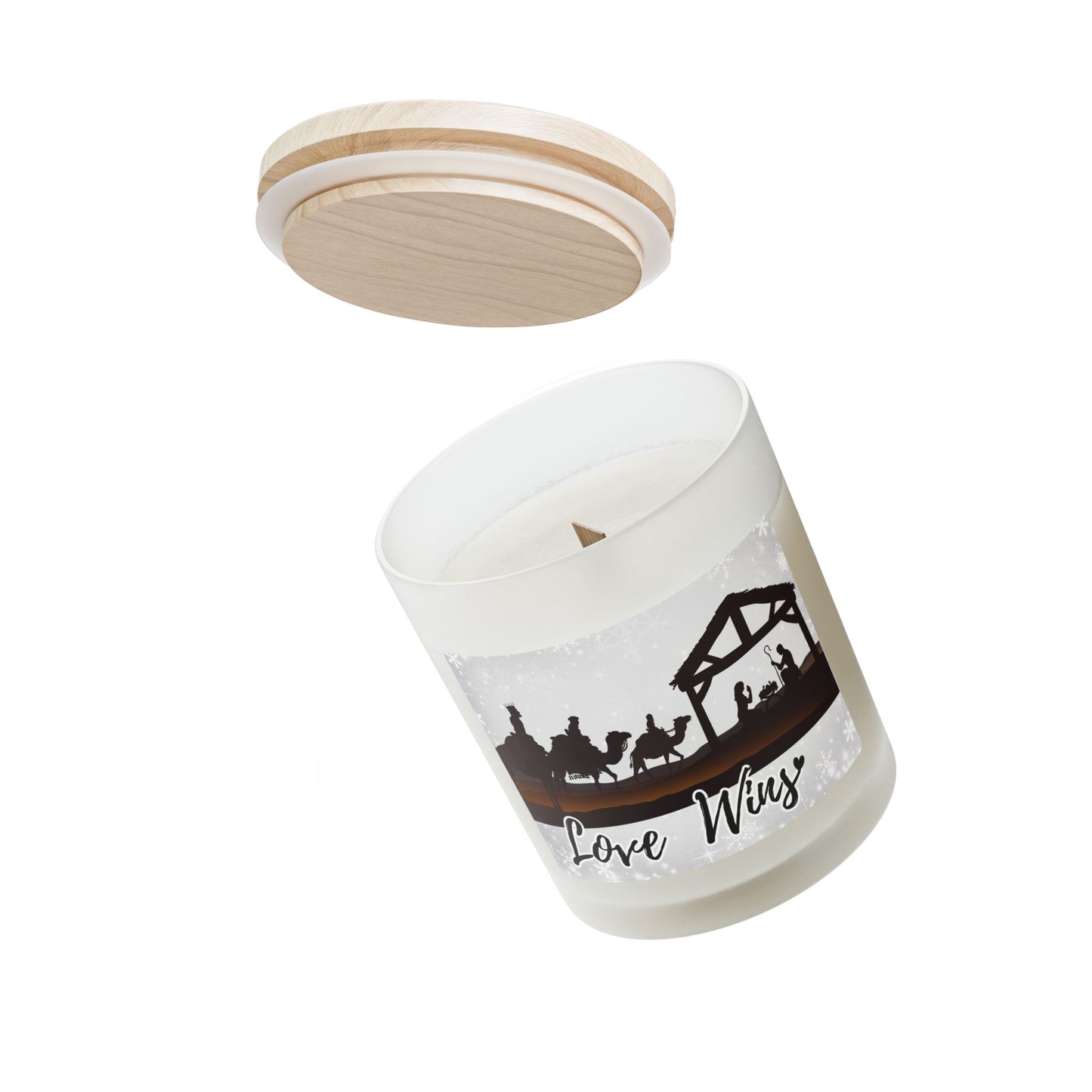 Love Wins Frosted Glass Christmas Candle — 11oz, Brand63