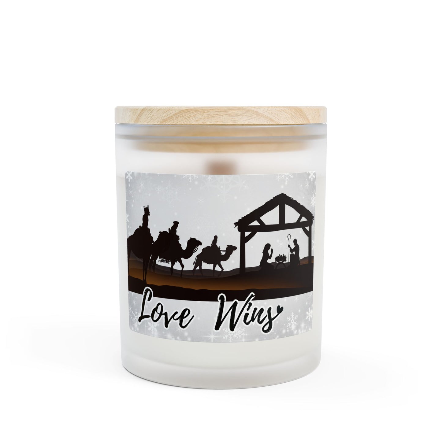 Love Wins Frosted Glass Christmas Candle — 11oz, Brand63