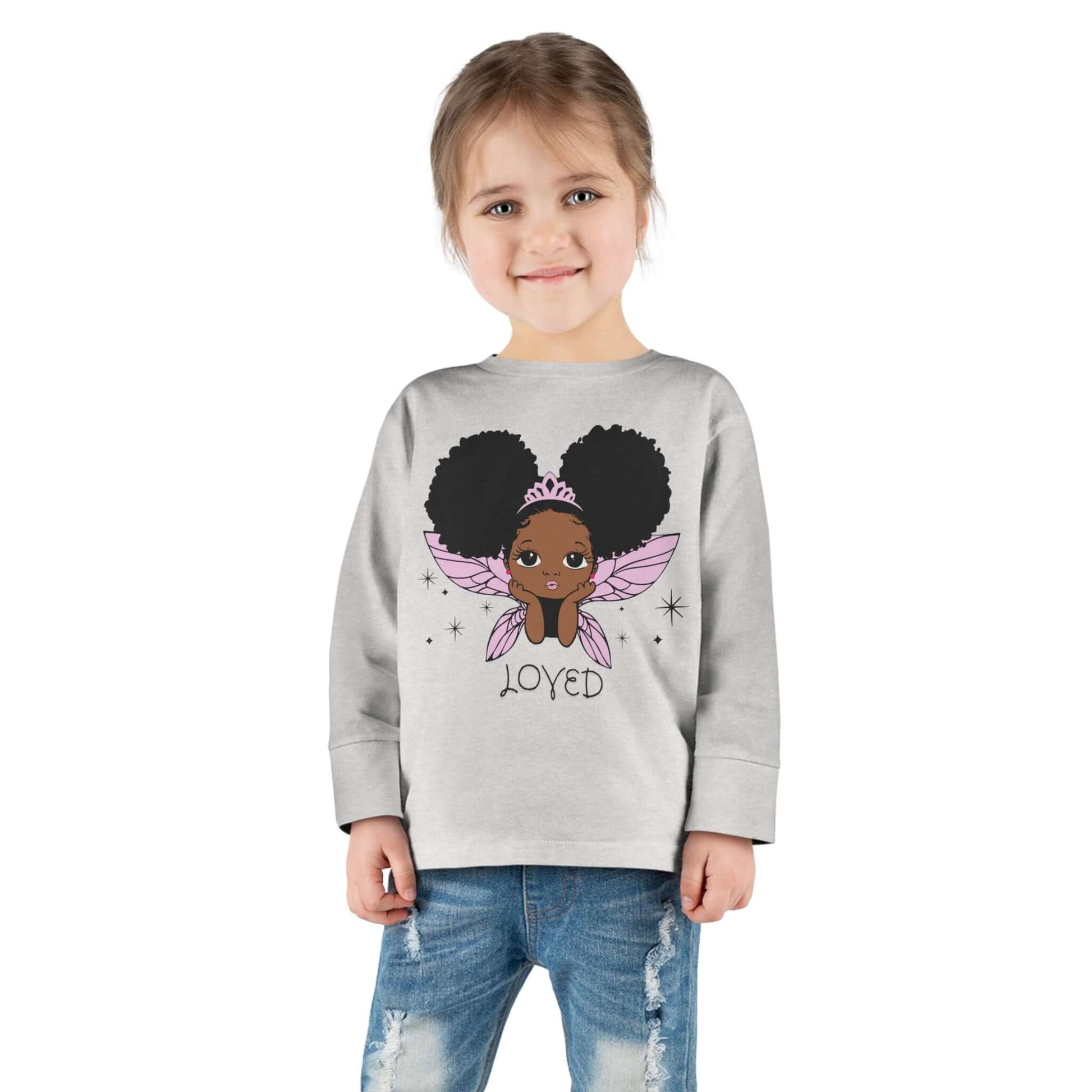 Loved! Brown-Girl Toddler Long Sleeve Tee, Brand63