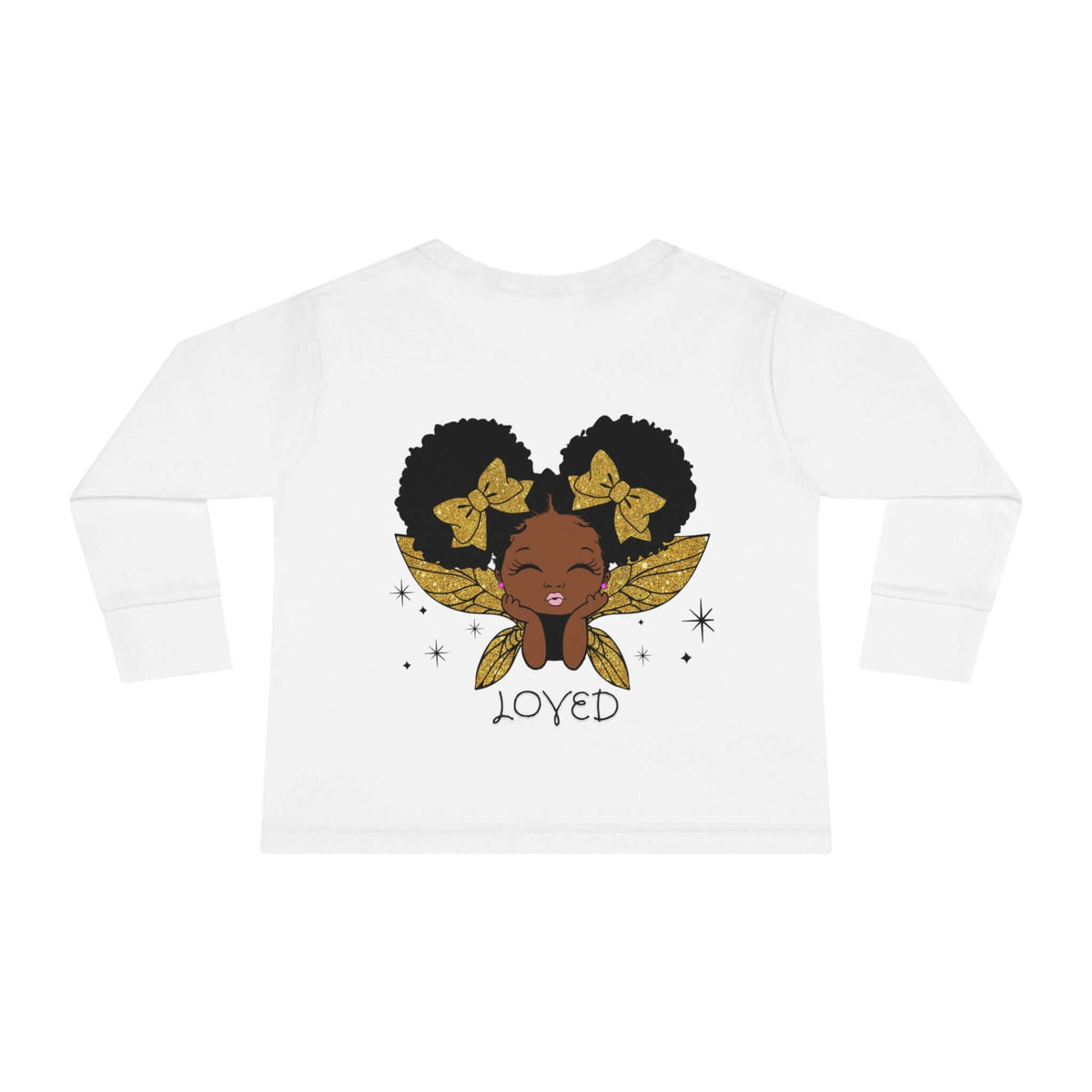 Loved! Brown-Girl Toddler Long Sleeve Tee, Gold, Brand63