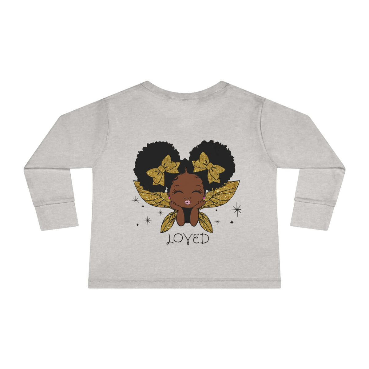 Loved! Brown-Girl Toddler Long Sleeve Tee, Gold, Brand63