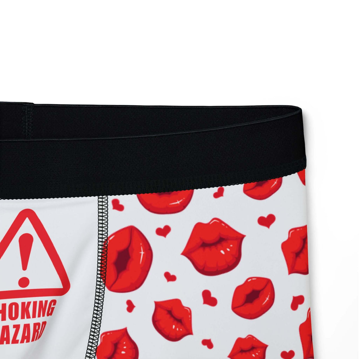 Men's Valentine's Day Boxers -"Choking Hazard" Print w/Juicy Kissing Lips | Printed Gusset "Private Property", Brand63