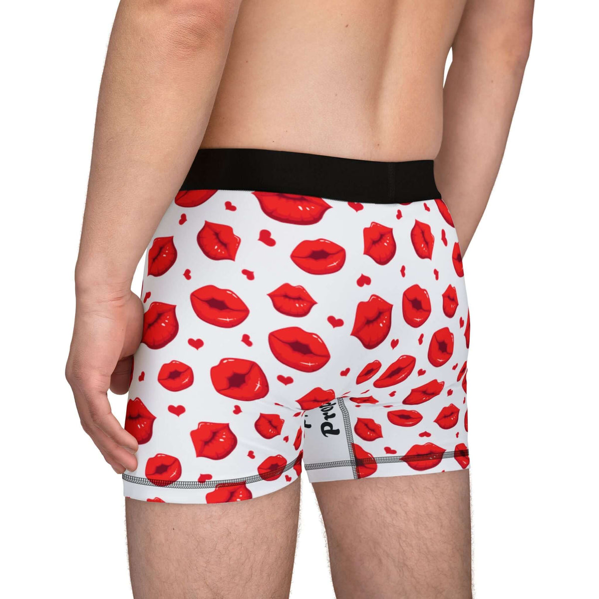 Men's Valentine's Day Boxers -"Choking Hazard" Print w/Juicy Kissing Lips | Printed Gusset "Private Property", Brand63