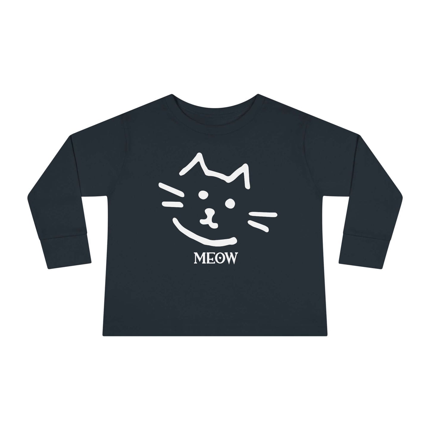 "Meow Cat" Toddler Long Sleeve Tee – Unisex Soft Cotton Shirt with Cute Cat Face & Paw Print Design | Best Deals & Free Shipping | Best Deals & Free Shipping | Best Deals & Free Shipping, Brand63