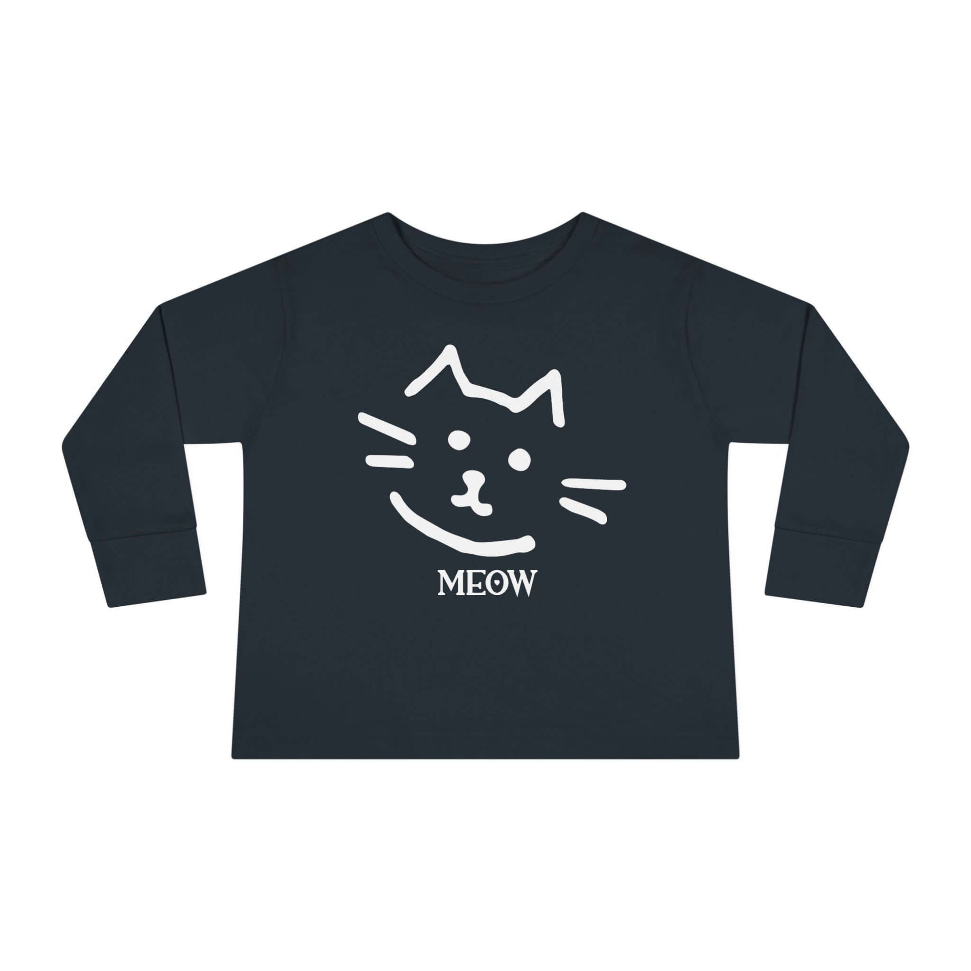 "Meow Cat" Toddler Long Sleeve Tee – Unisex Soft Cotton Shirt with Cute Cat Face & Paw Print Design | Best Deals & Free Shipping | Best Deals & Free Shipping | Best Deals & Free Shipping, Brand63