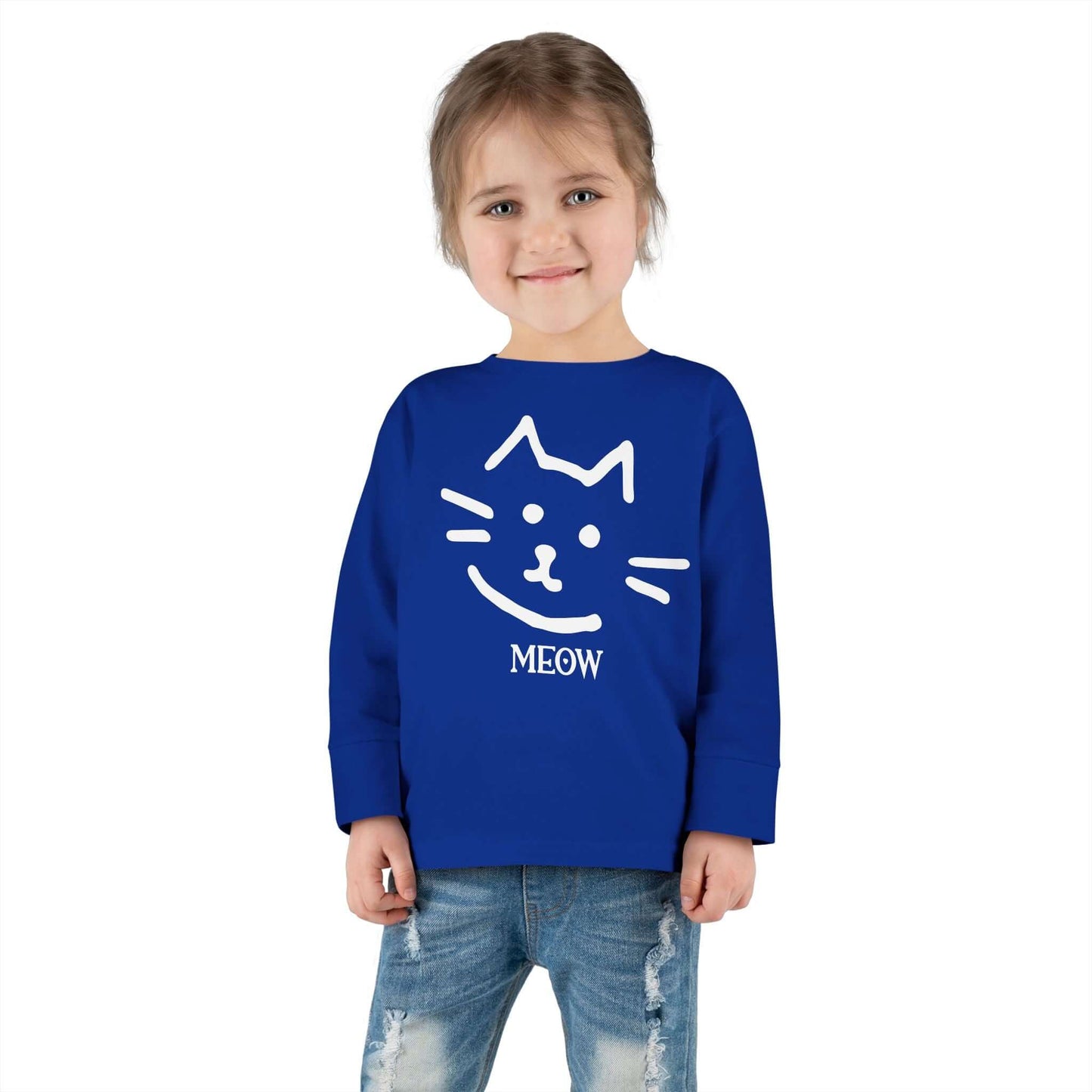"Meow Cat" Toddler Long Sleeve Tee – Unisex Soft Cotton Shirt with Cute Cat Face & Paw Print Design | Best Deals & Free Shipping | Best Deals & Free Shipping | Best Deals & Free Shipping, Brand63