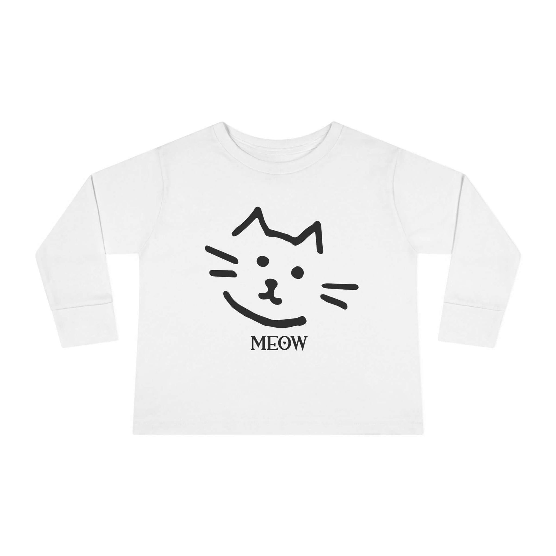 "Meow Cat" Toddler Long Sleeve Tee – Unisex Soft Cotton Shirt with Cute Cat Face & Paw Print Design | Best Deals & Free Shipping | Best Deals & Free Shipping | Best Deals & Free Shipping, Brand63