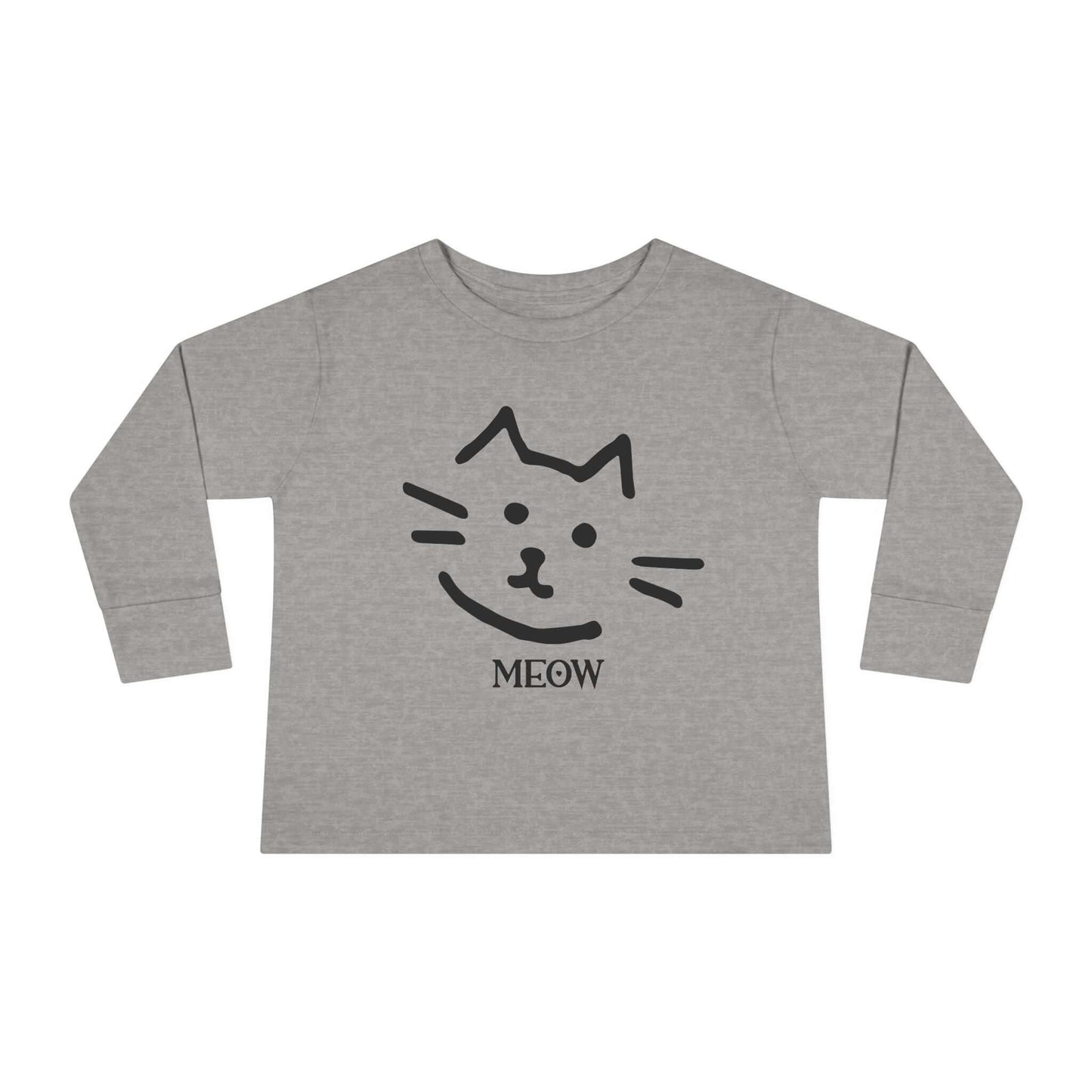 "Meow Cat" Toddler Long Sleeve Tee – Unisex Soft Cotton Shirt with Cute Cat Face & Paw Print Design | Best Deals & Free Shipping | Best Deals & Free Shipping | Best Deals & Free Shipping, Brand63