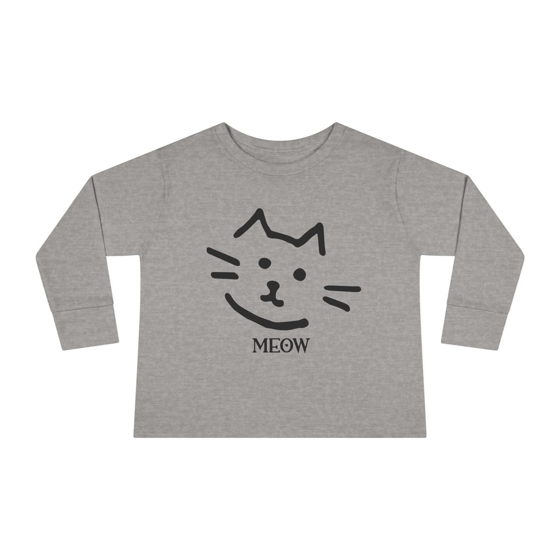 "Meow Cat" Toddler Long Sleeve Tee – Unisex Soft Cotton Shirt with Cute Cat Face & Paw Print Design | Best Deals & Free Shipping | Best Deals & Free Shipping | Best Deals & Free Shipping, Brand63