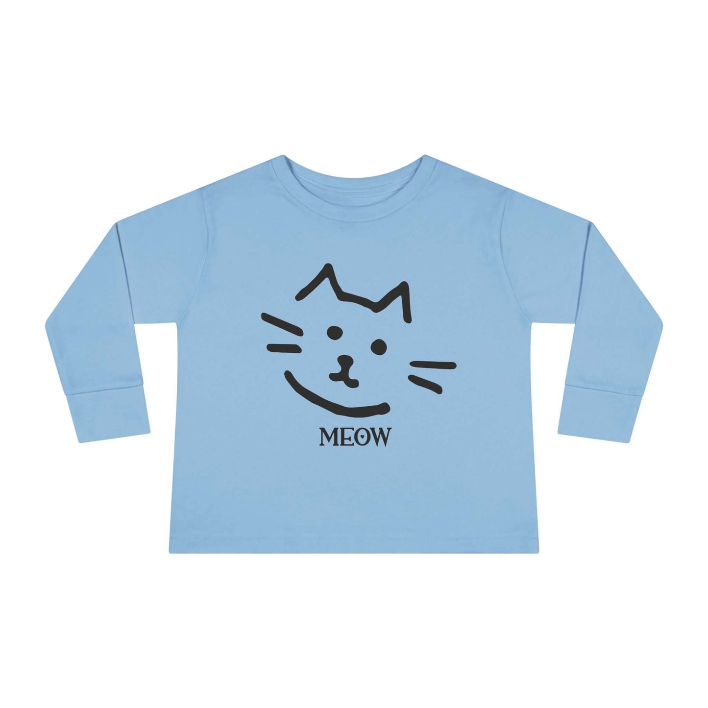 "Meow Cat" Toddler Long Sleeve Tee – Unisex Soft Cotton Shirt with Cute Cat Face & Paw Print Design | Best Deals & Free Shipping | Best Deals & Free Shipping | Best Deals & Free Shipping, Brand63