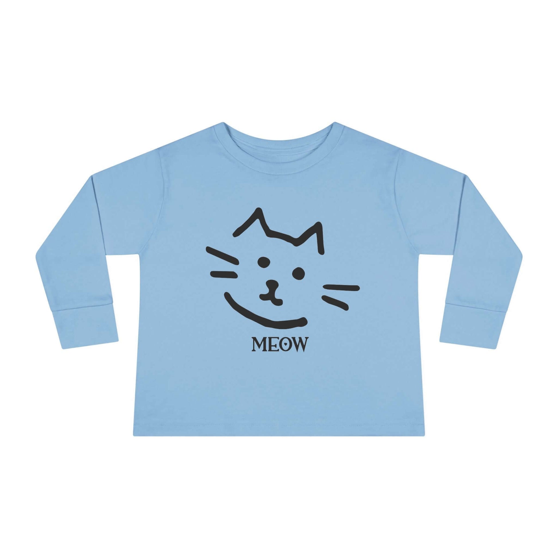 "Meow Cat" Toddler Long Sleeve Tee – Unisex Soft Cotton Shirt with Cute Cat Face & Paw Print Design | Best Deals & Free Shipping | Best Deals & Free Shipping | Best Deals & Free Shipping, Brand63