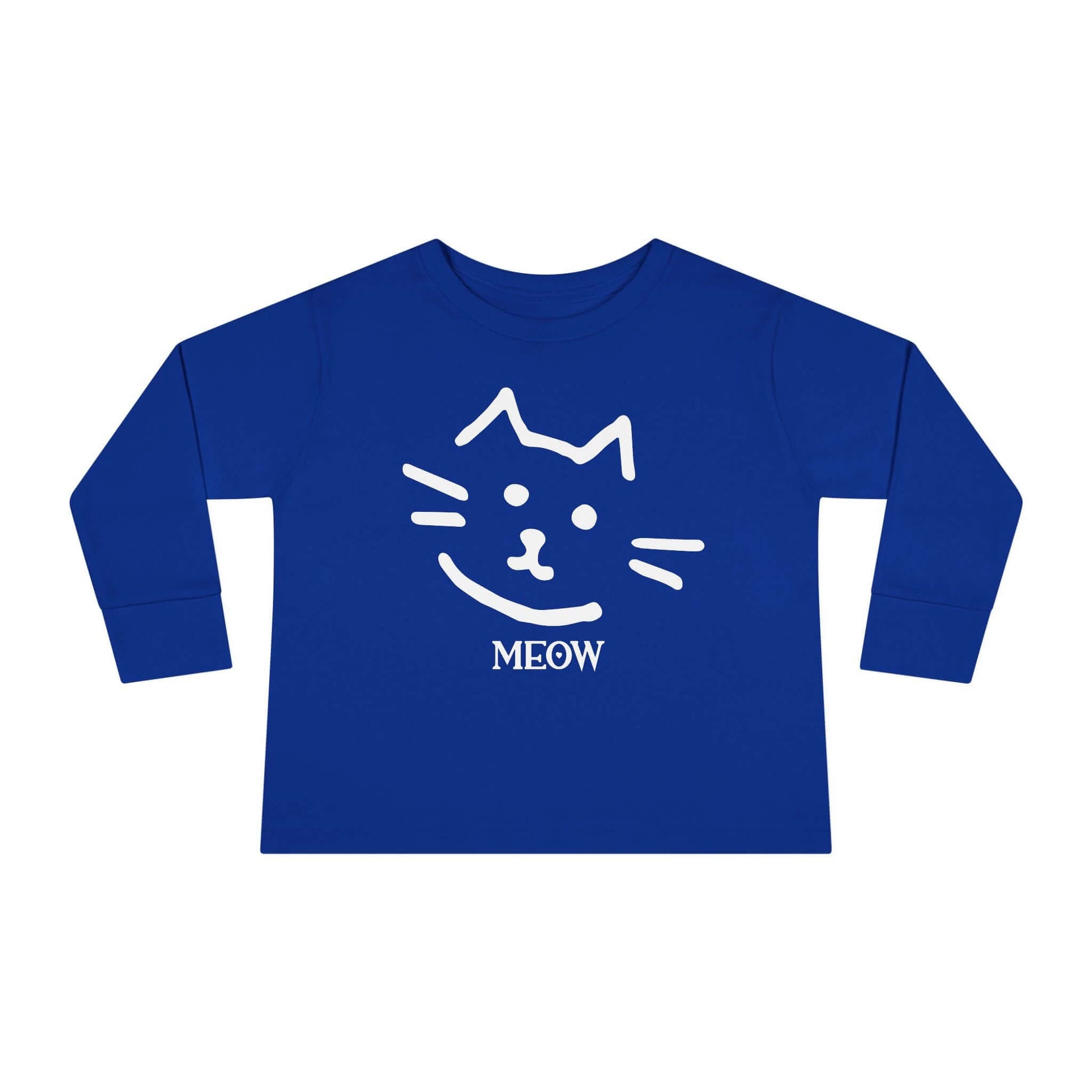 "Meow Cat" Toddler Long Sleeve Tee – Unisex Soft Cotton Shirt with Cute Cat Face & Paw Print Design | Best Deals & Free Shipping | Best Deals & Free Shipping | Best Deals & Free Shipping, Brand63