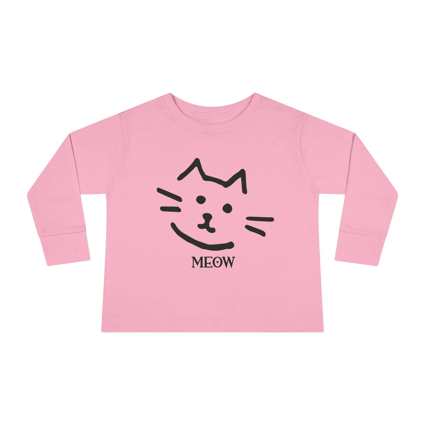 "Meow Cat" Toddler Long Sleeve Tee – Unisex Soft Cotton Shirt with Cute Cat Face & Paw Print Design | Best Deals & Free Shipping | Best Deals & Free Shipping | Best Deals & Free Shipping, Brand63