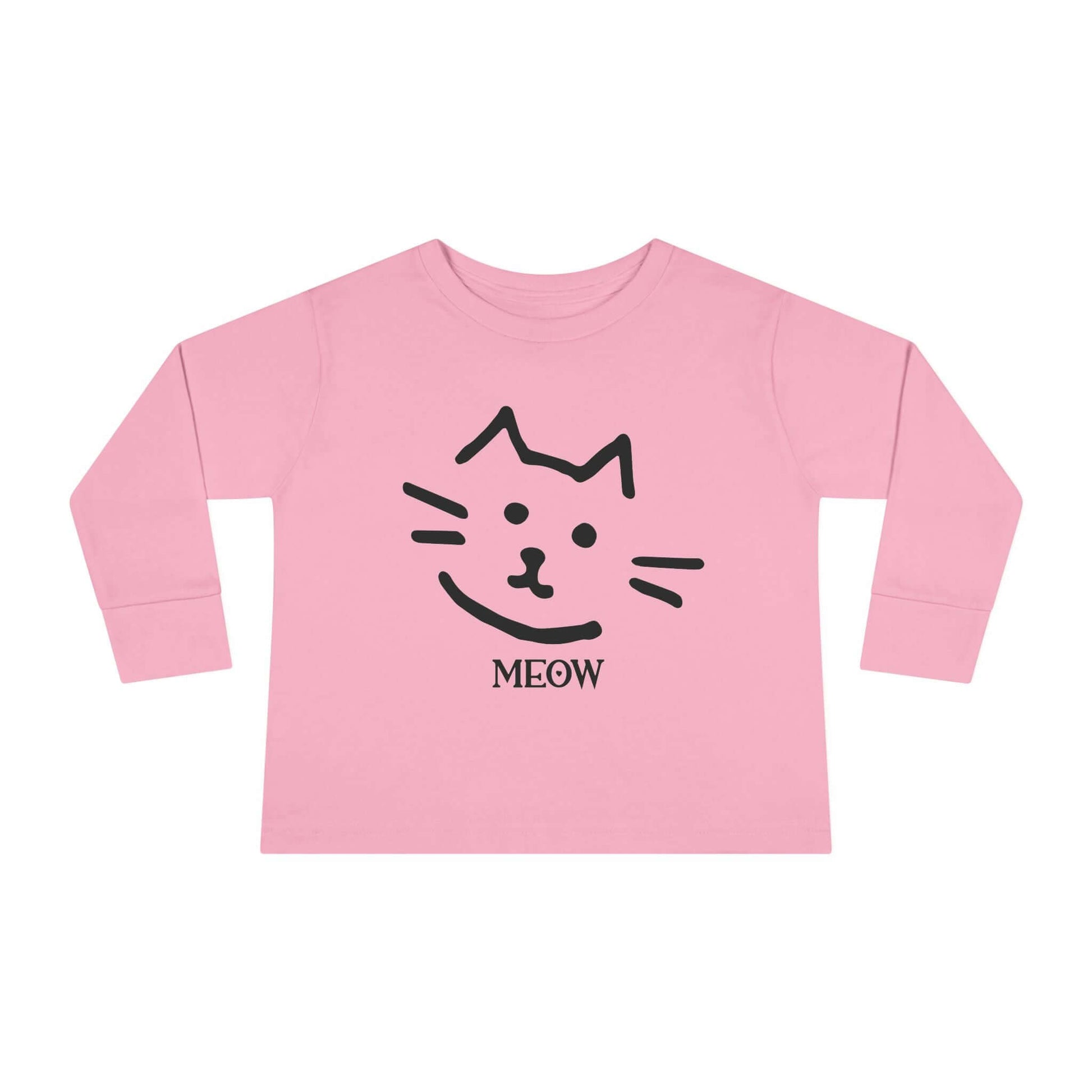 "Meow Cat" Toddler Long Sleeve Tee – Unisex Soft Cotton Shirt with Cute Cat Face & Paw Print Design | Best Deals & Free Shipping | Best Deals & Free Shipping | Best Deals & Free Shipping, Brand63