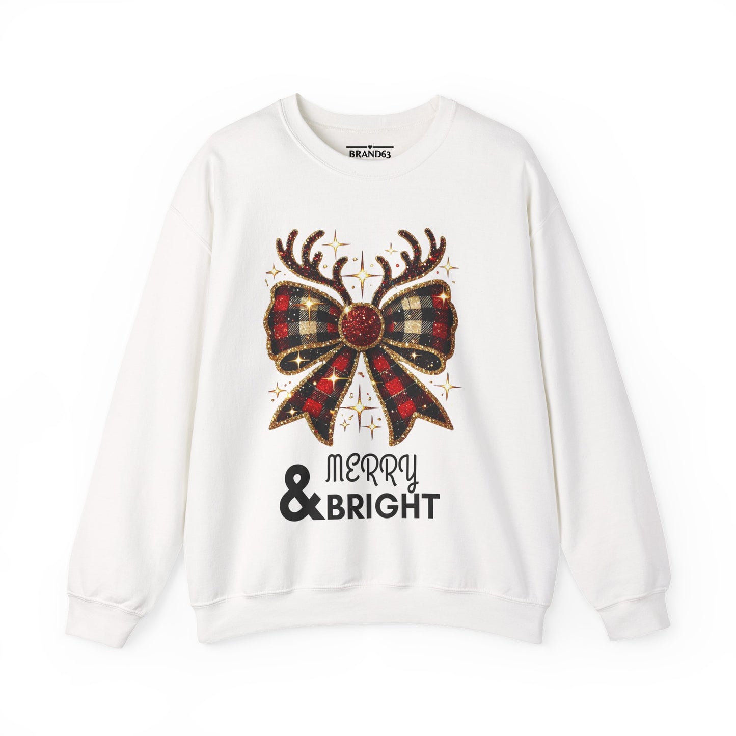 Merry & Bright Crewneck Sweatshirt – Cozy, Festive, Durable Holiday Sweater, Brand63