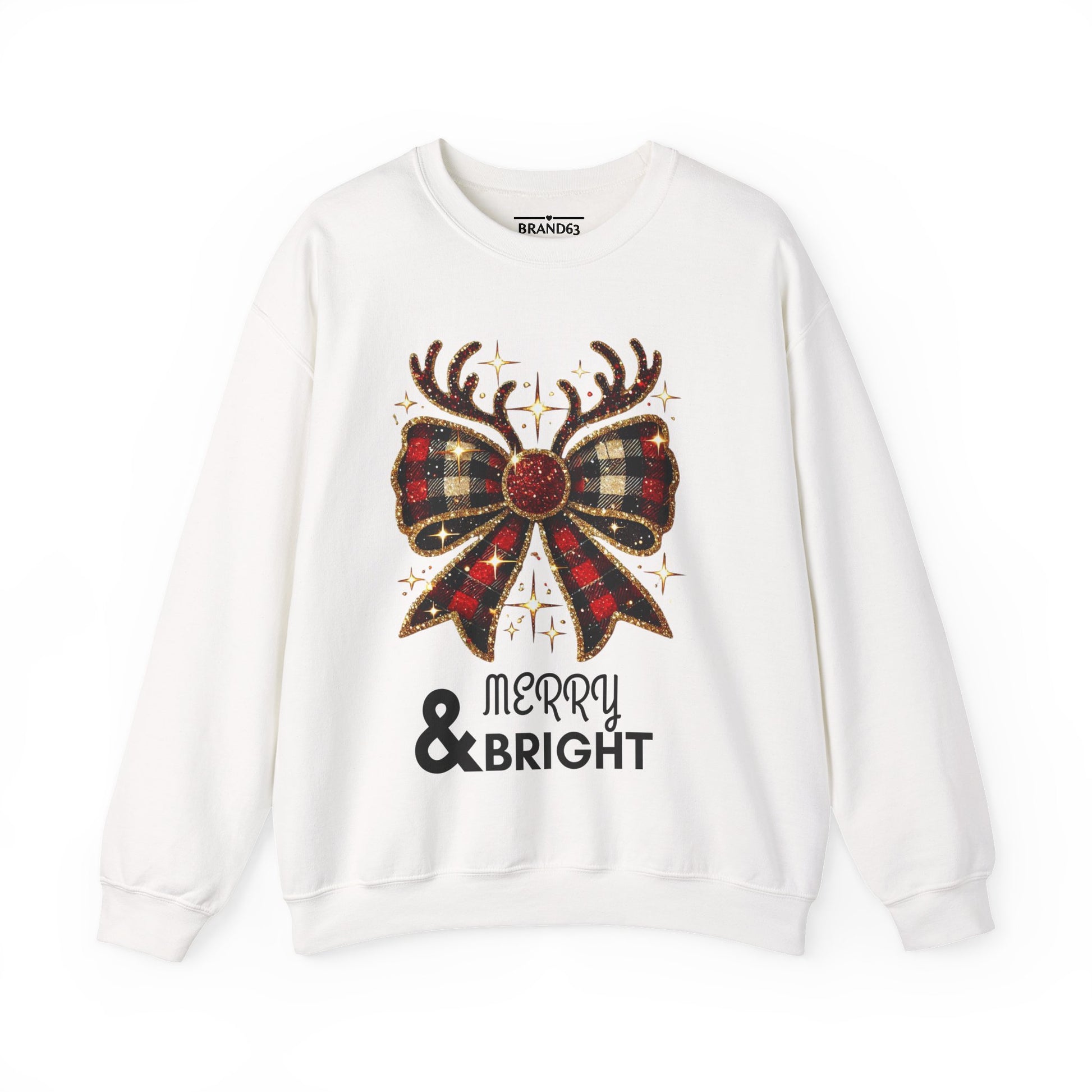 Merry & Bright Crewneck Sweatshirt – Cozy, Festive, Durable Holiday Sweater, Brand63