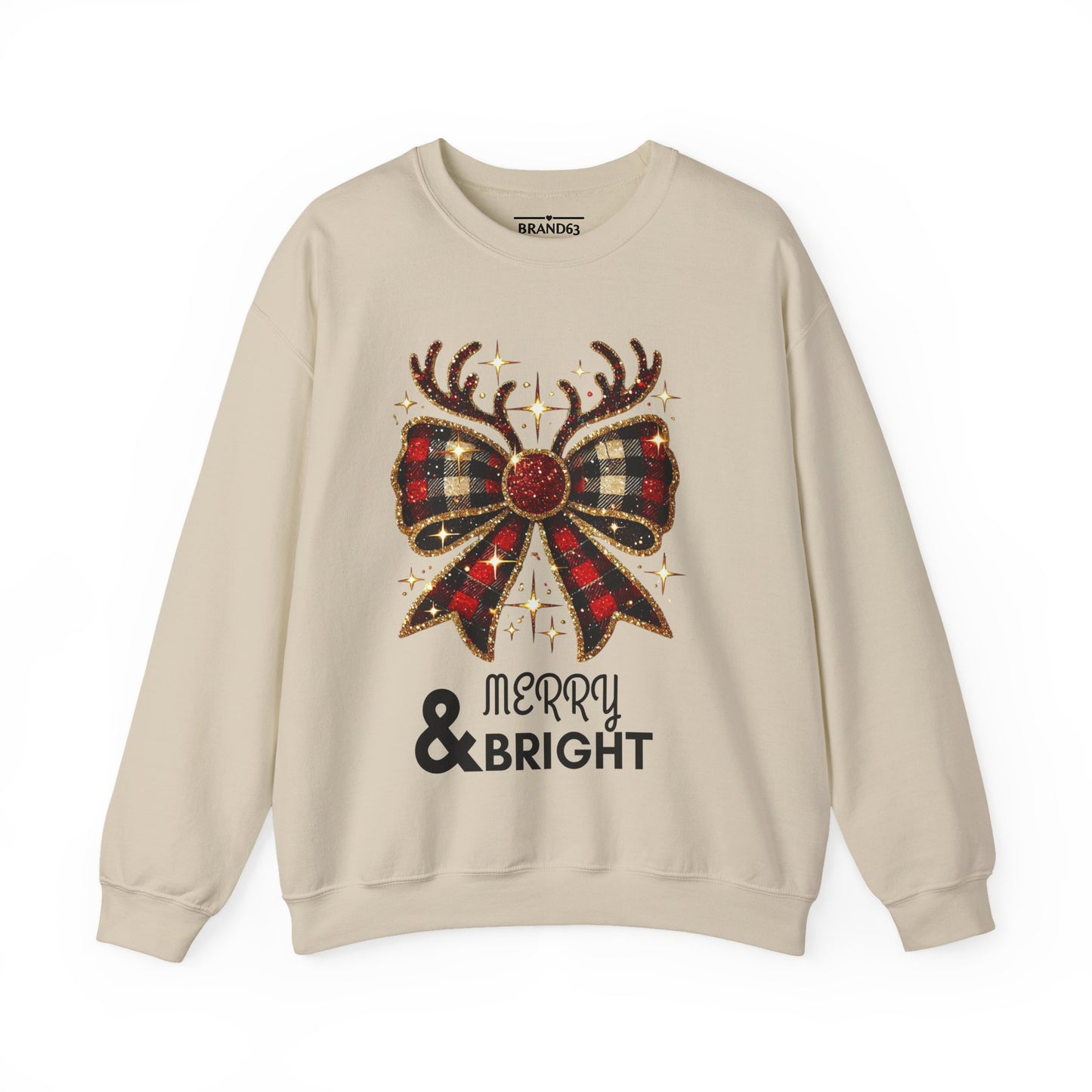 Merry & Bright Crewneck Sweatshirt – Cozy, Festive, Durable Holiday Sweater, Brand63