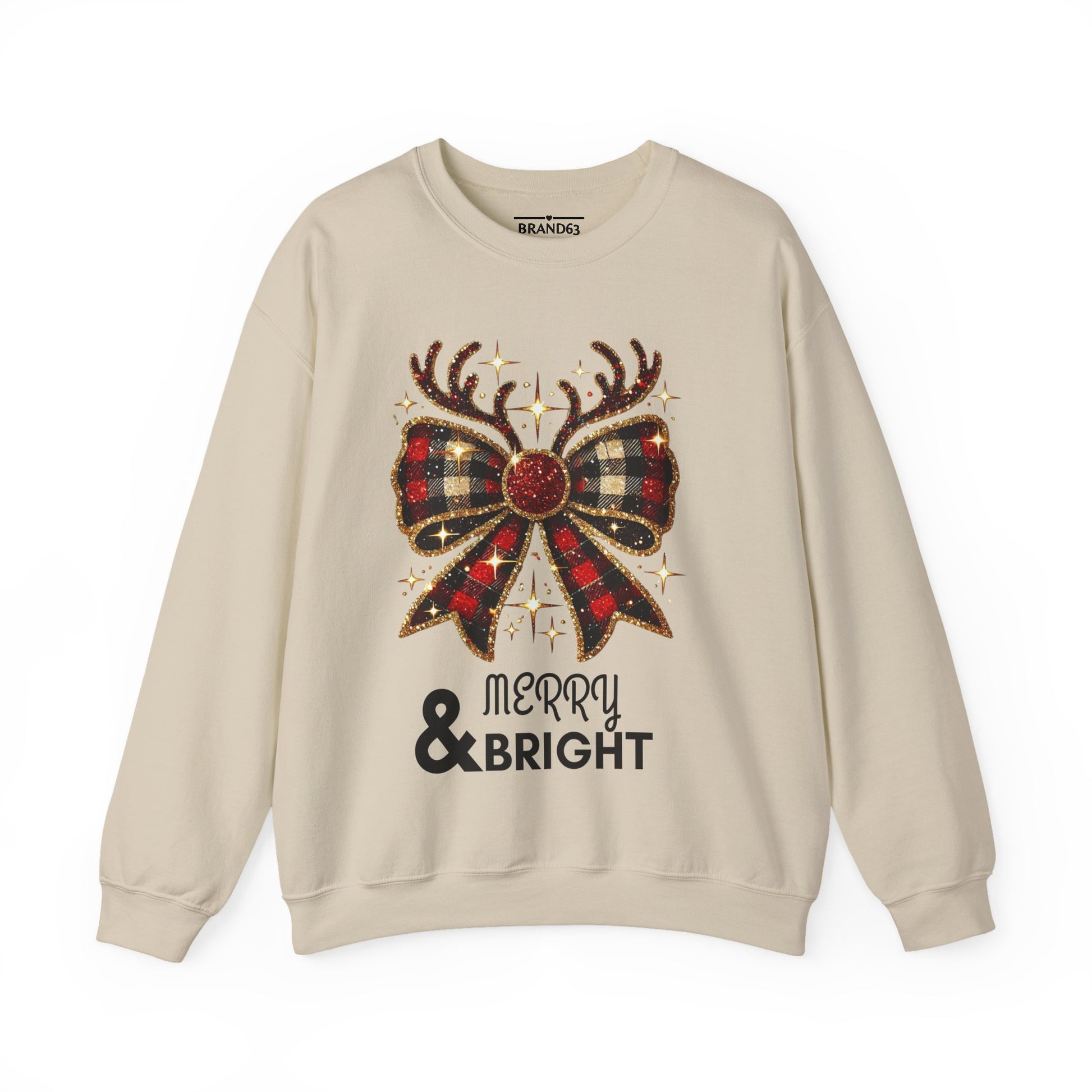 Merry & Bright Crewneck Sweatshirt – Cozy, Festive, Durable Holiday Sweater, Brand63