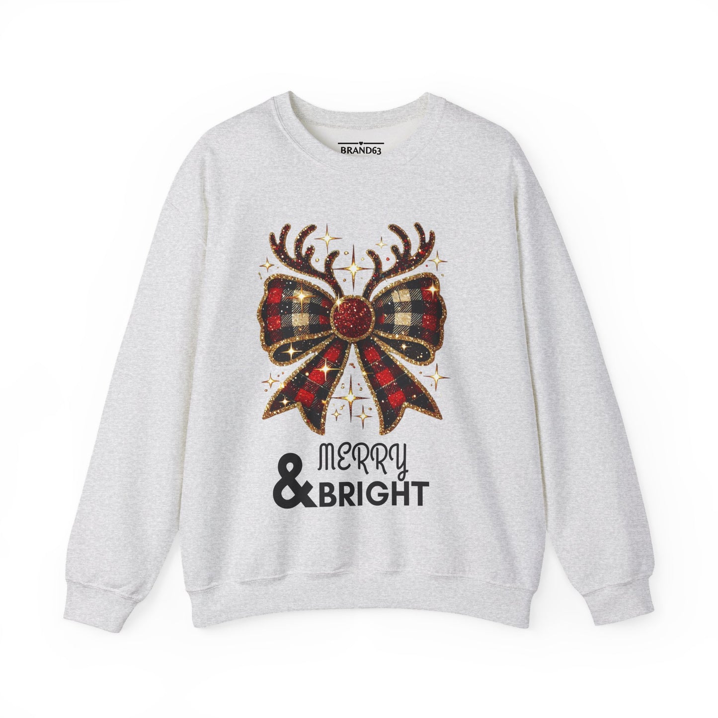 Merry & Bright Crewneck Sweatshirt – Cozy, Festive, Durable Holiday Sweater, Brand63