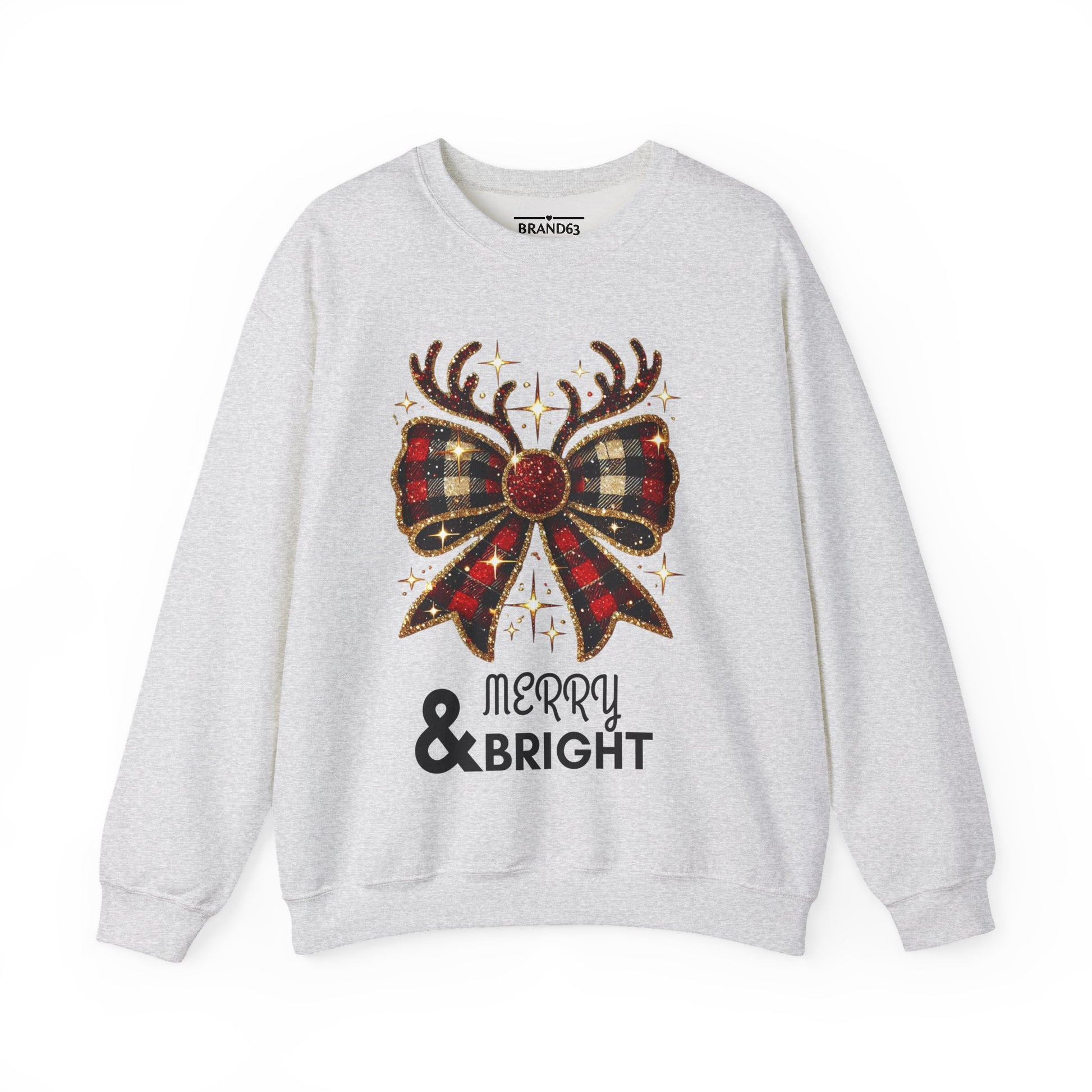 Merry & Bright Crewneck Sweatshirt – Cozy, Festive, Durable Holiday Sweater, Brand63