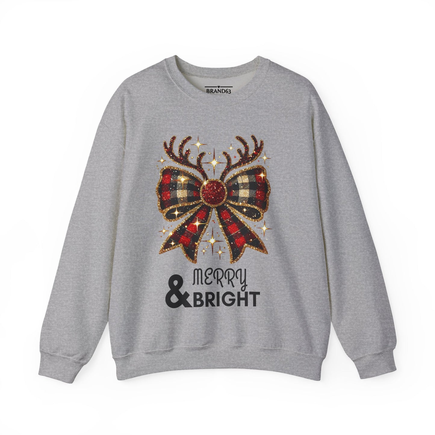 Merry & Bright Crewneck Sweatshirt – Cozy, Festive, Durable Holiday Sweater, Brand63