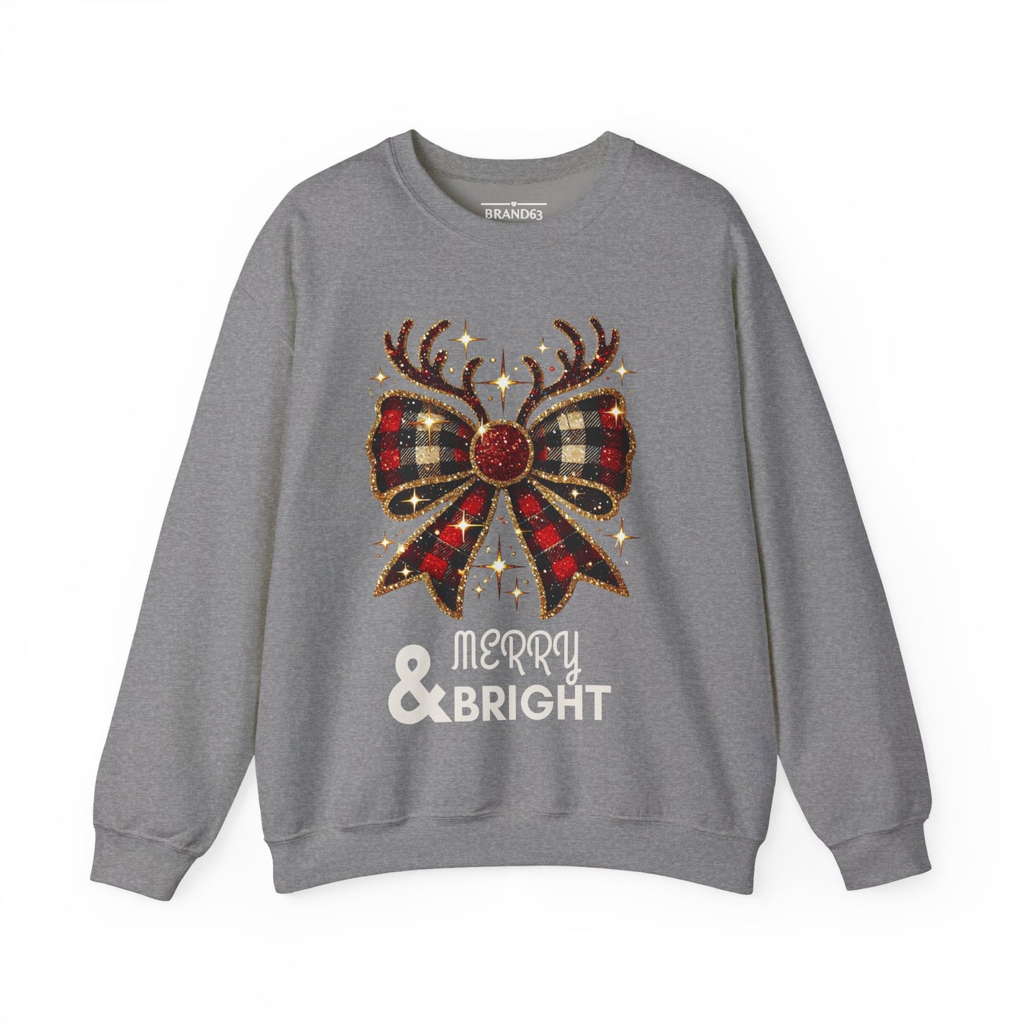 Merry & Bright Crewneck Sweatshirt – Cozy, Festive, Durable Holiday Sweater, Brand63