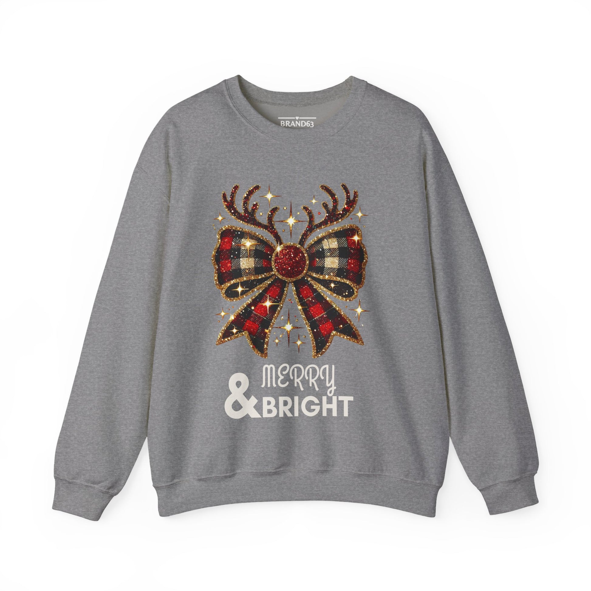 Merry & Bright Crewneck Sweatshirt – Cozy, Festive, Durable Holiday Sweater, Brand63