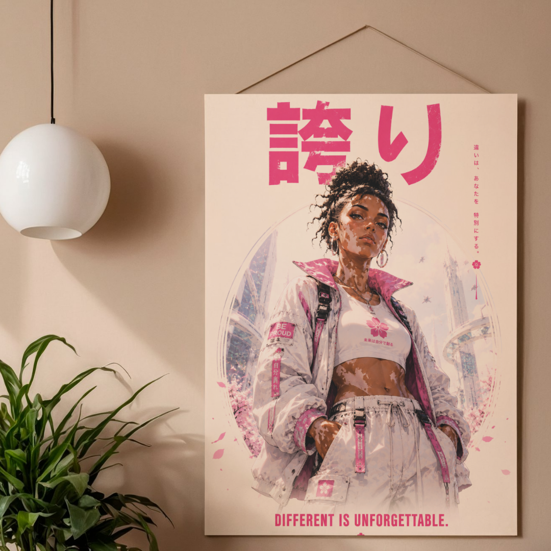 Anime Girl with Vitiligo Autoimmune Disorder Motivational Printable Wall Art