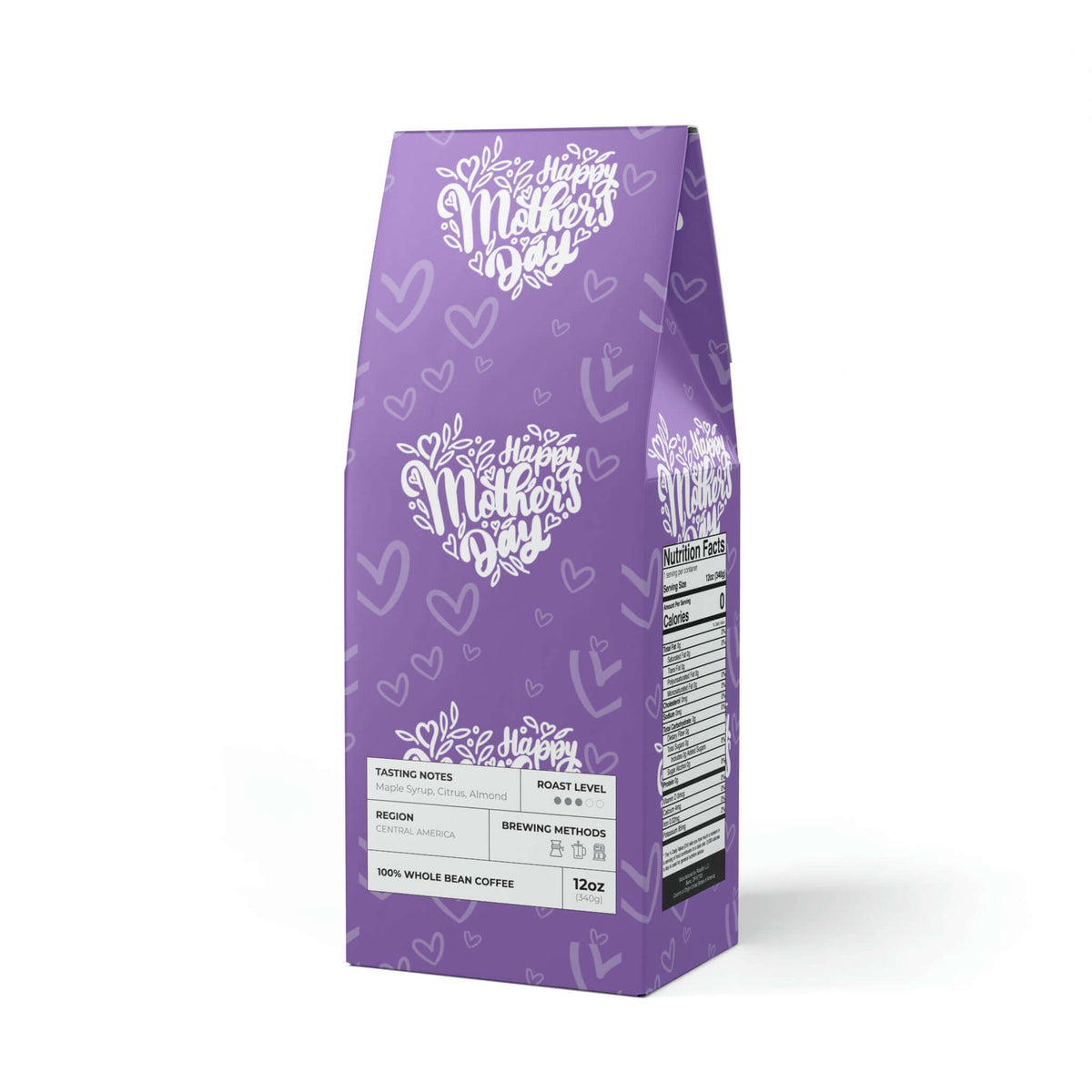 Mother's Day Specialty Coffee Gift | Exclusive Gift Packaging Fancy Purple Hearts | (Medium Roast), Brand63