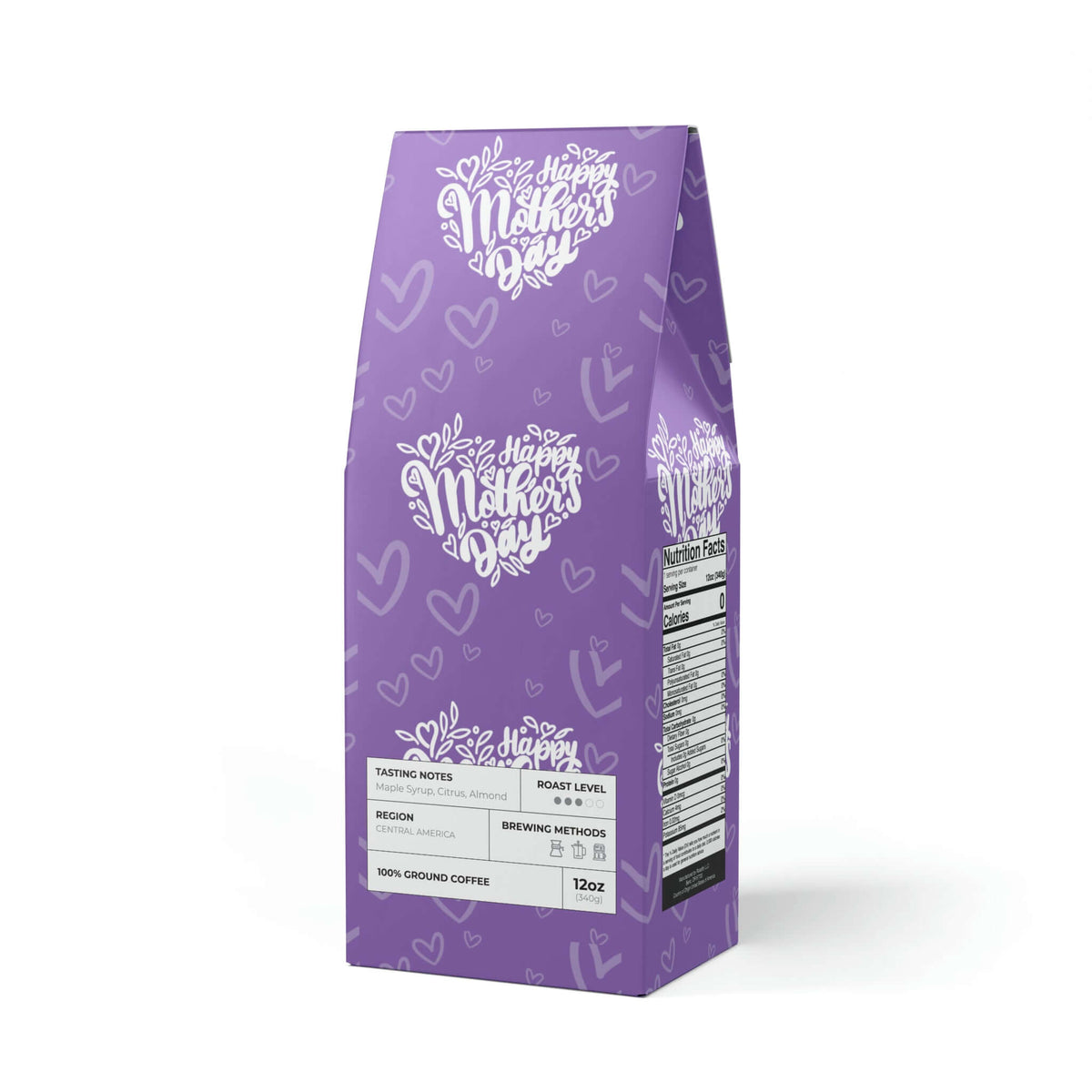 Mother's Day Specialty Coffee Gift | Exclusive Gift Packaging Fancy Purple Hearts | (Medium Roast), Brand63