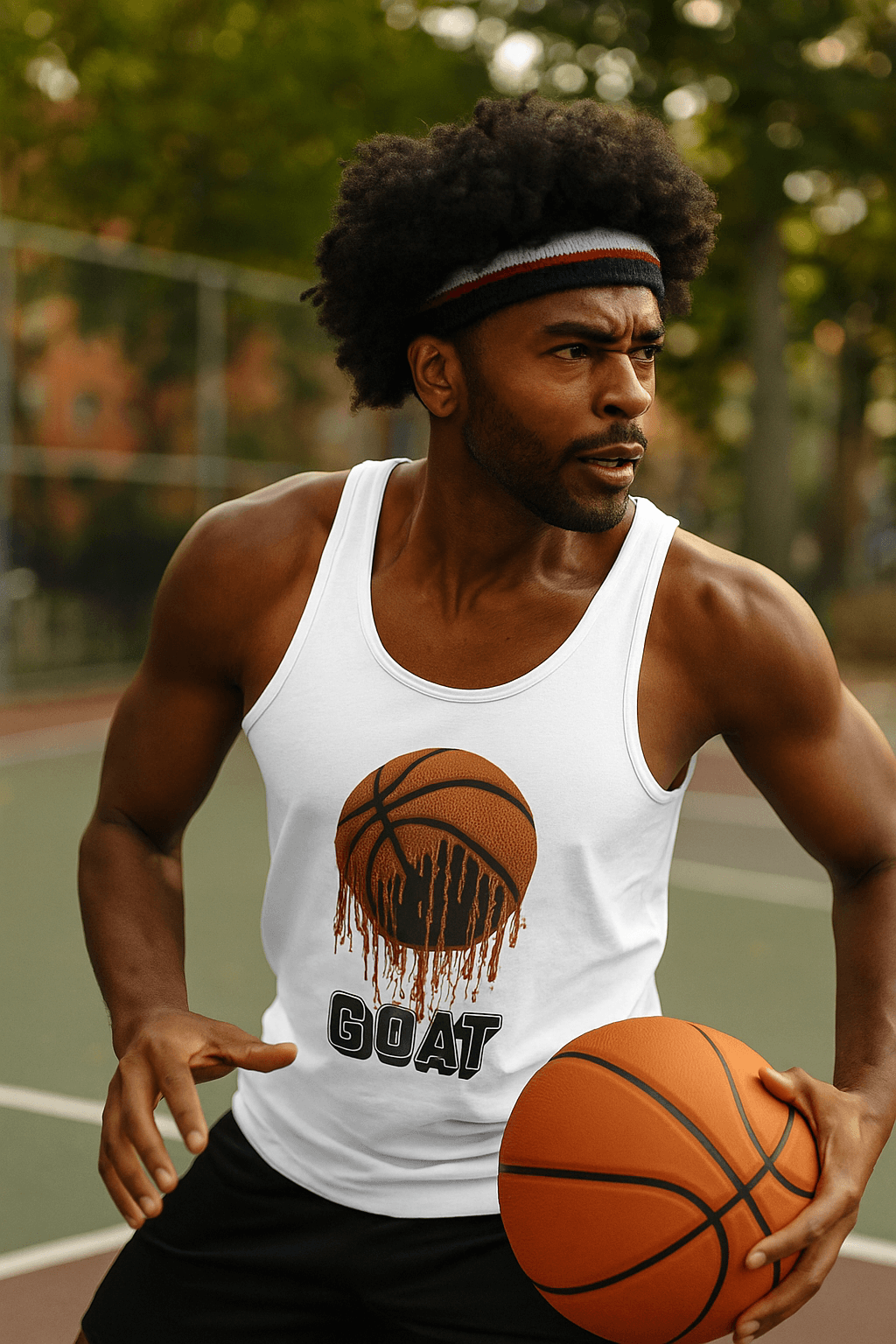 Greatest of All Time (GOAT) Basketball Drip Tank Top, Brand63