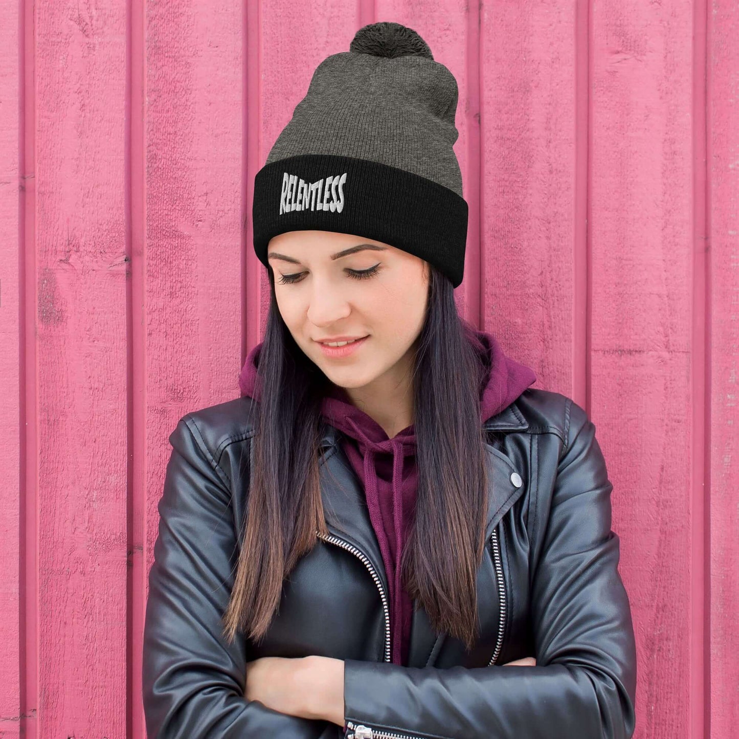 NO JUKKIN! Relentless Pom-Pom Beanie, Brand63