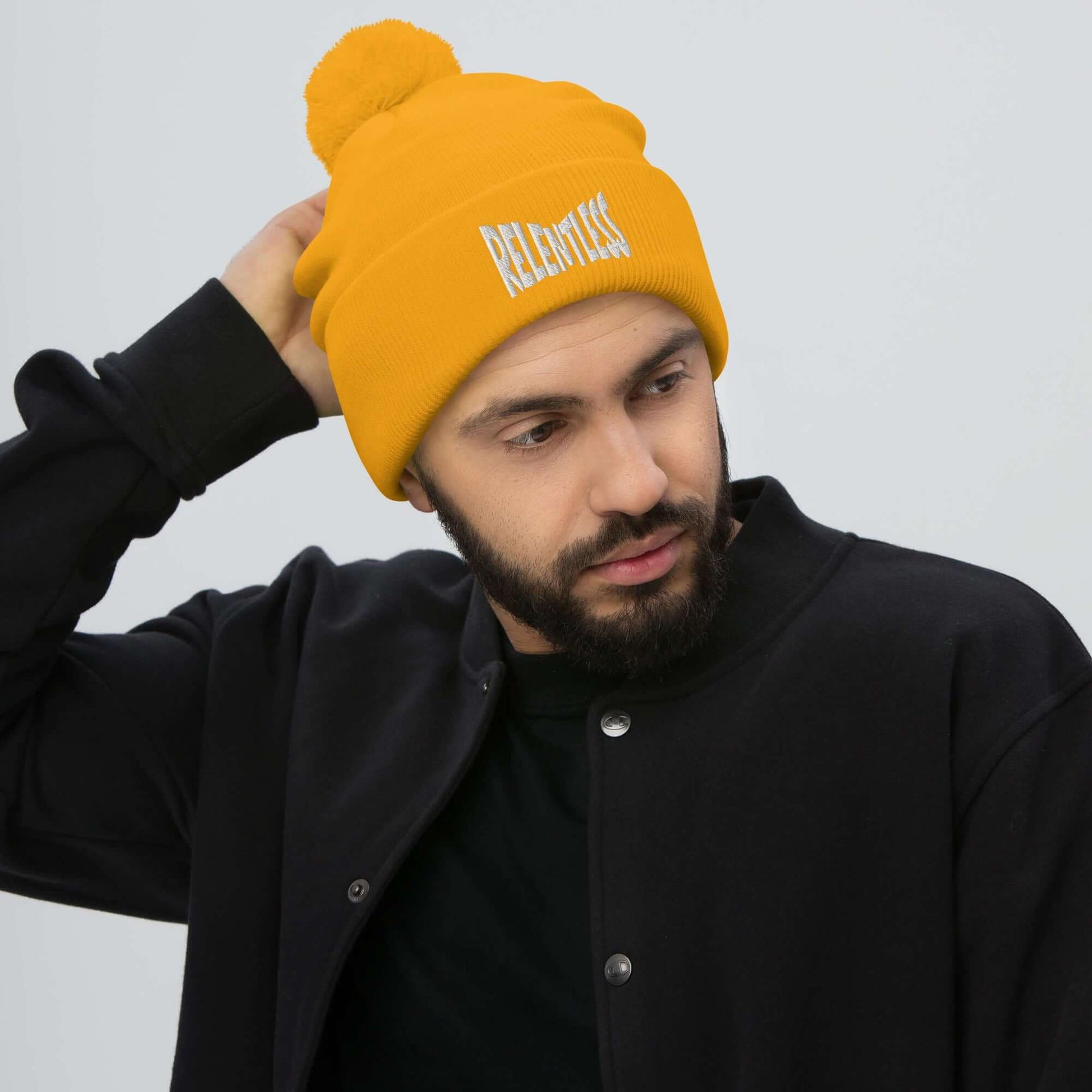 NO JUKKIN! Relentless Pom-Pom Beanie, Brand63