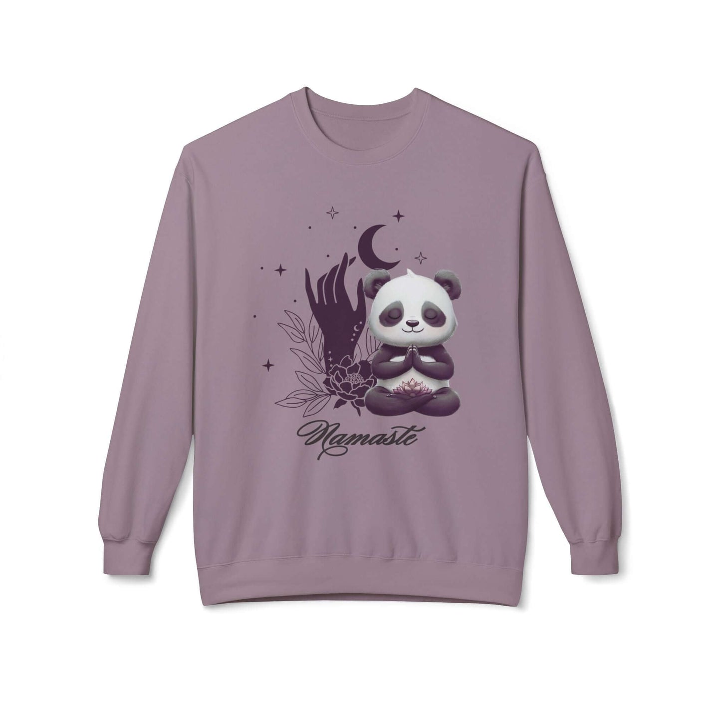 Namaste Panda Lotus Flower Fleece Sweatshirt – Comfort Meets Mindful Style, Brand63