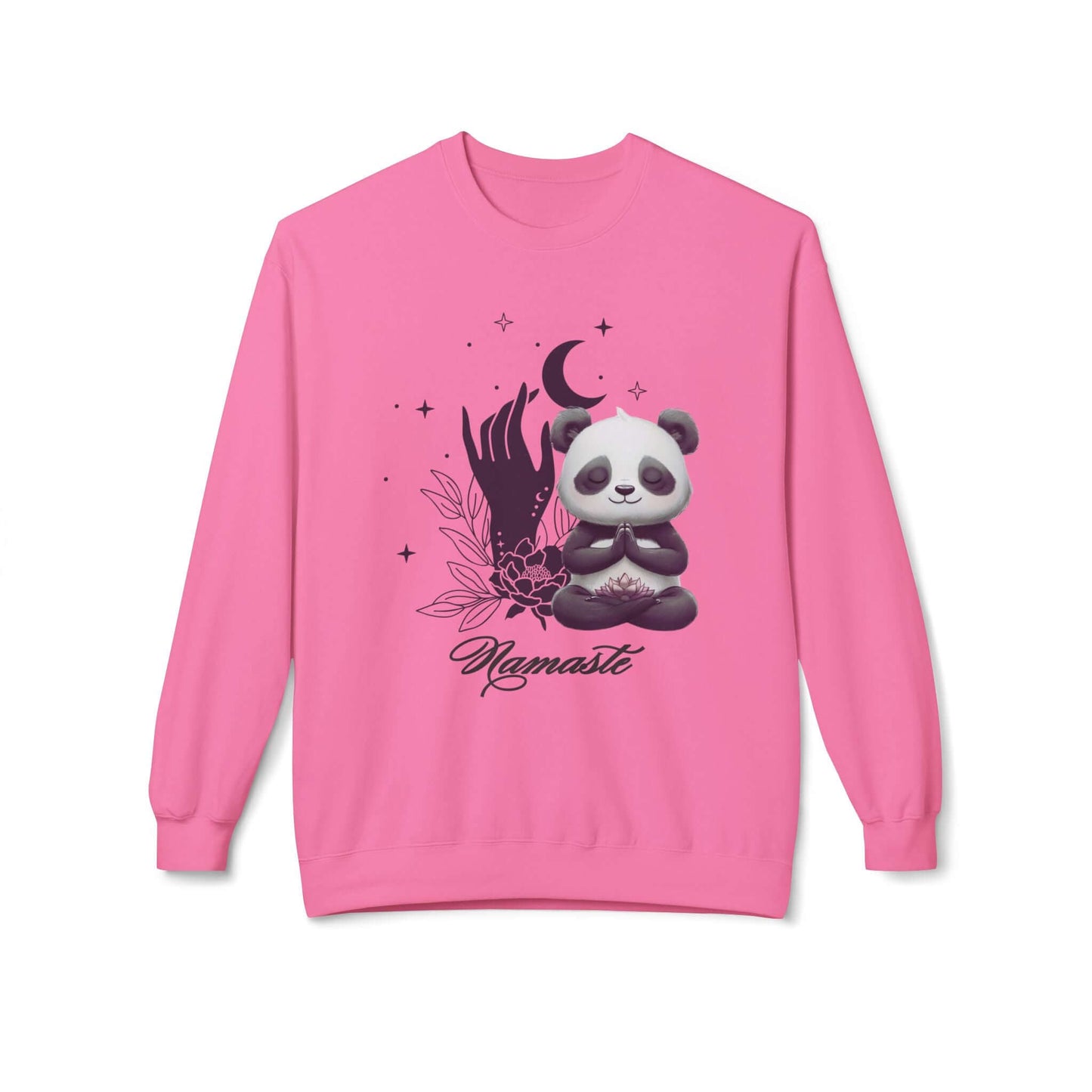 Namaste Panda Lotus Flower Fleece Sweatshirt – Comfort Meets Mindful Style, Brand63