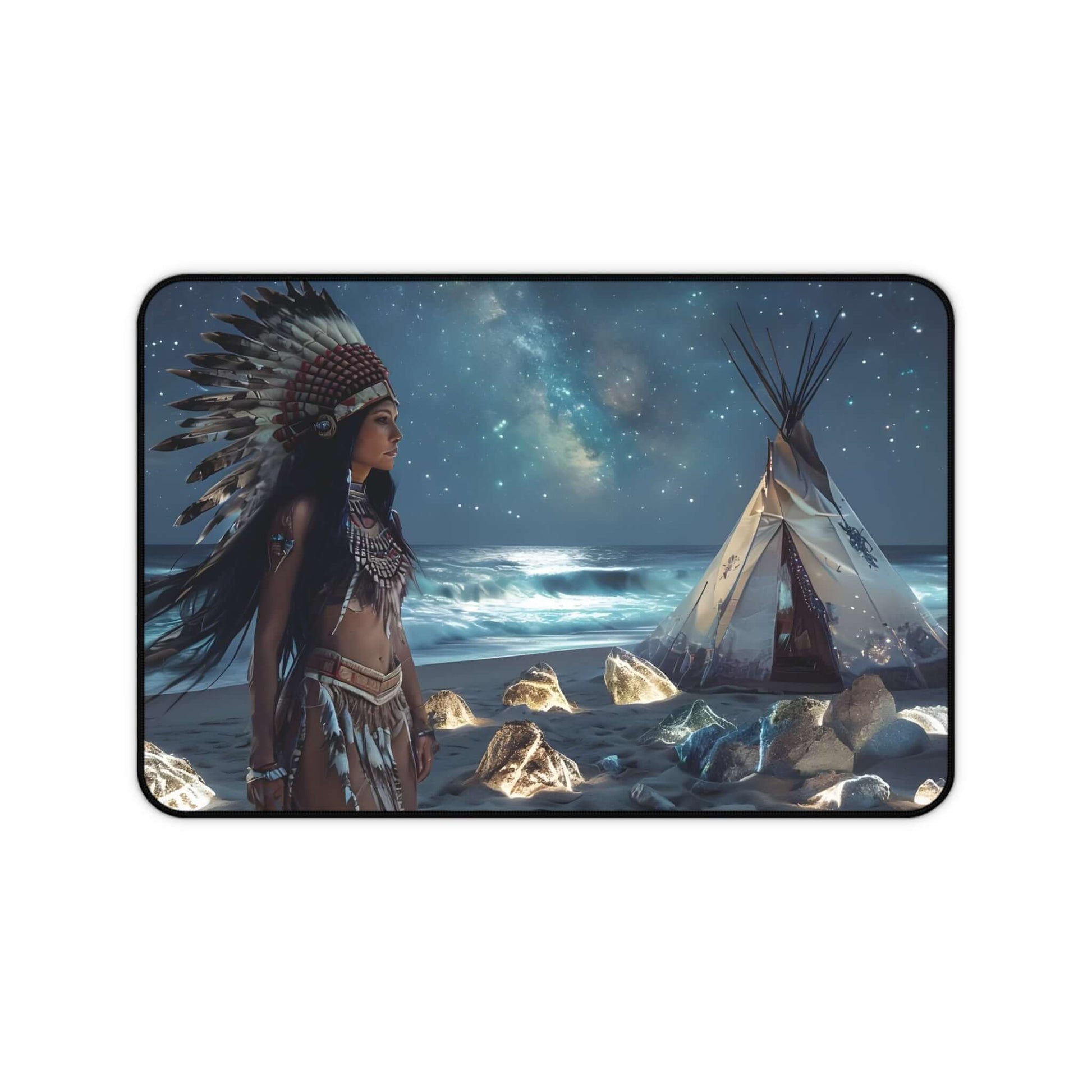 Native American Dreamscape Desk Mat - Bohemian Home Office Decor, Brand63