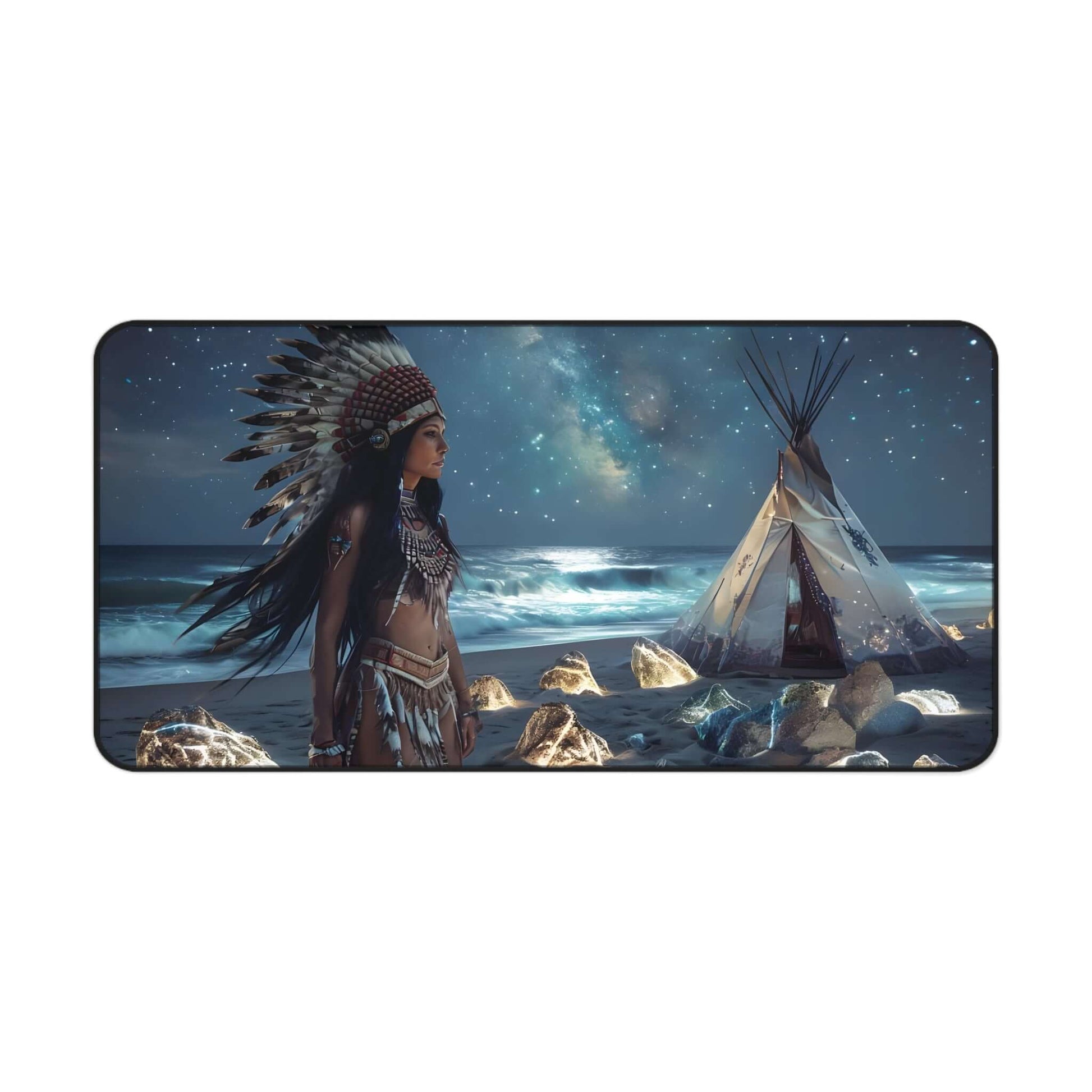 Native American Dreamscape Desk Mat - Bohemian Home Office Decor, Brand63