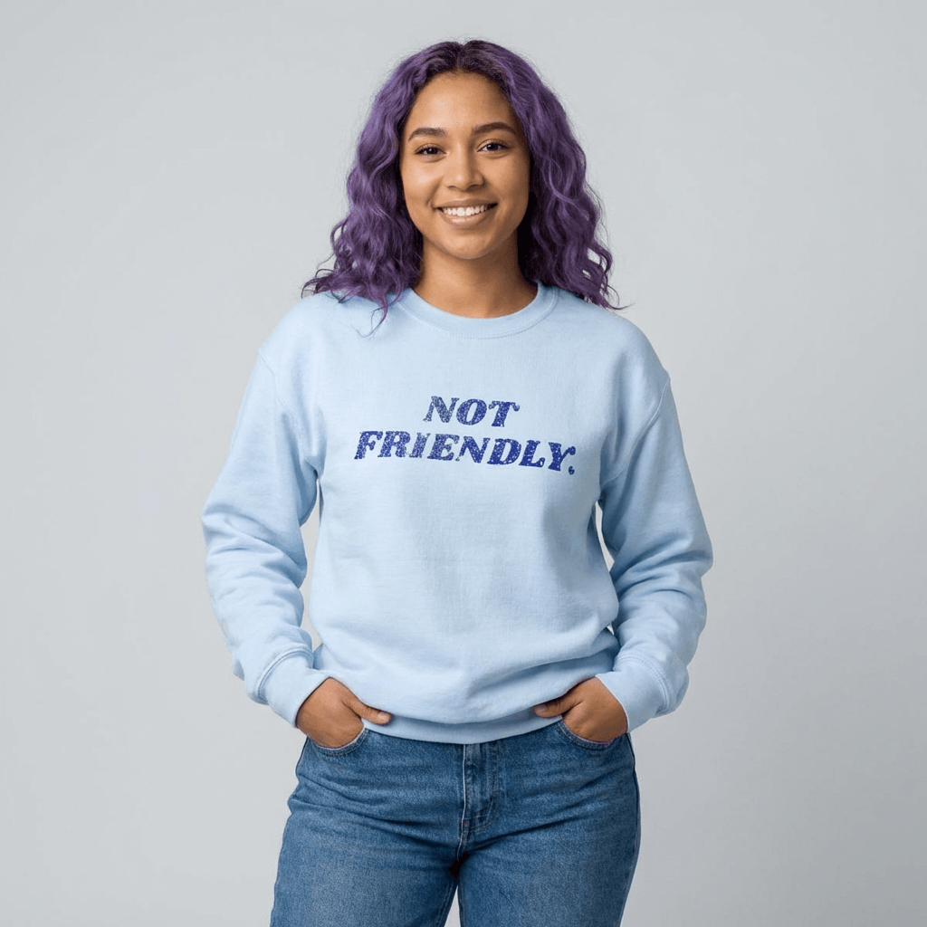 Not Sorry Faux Glitter Crewneck Sweatshirt, Brand63