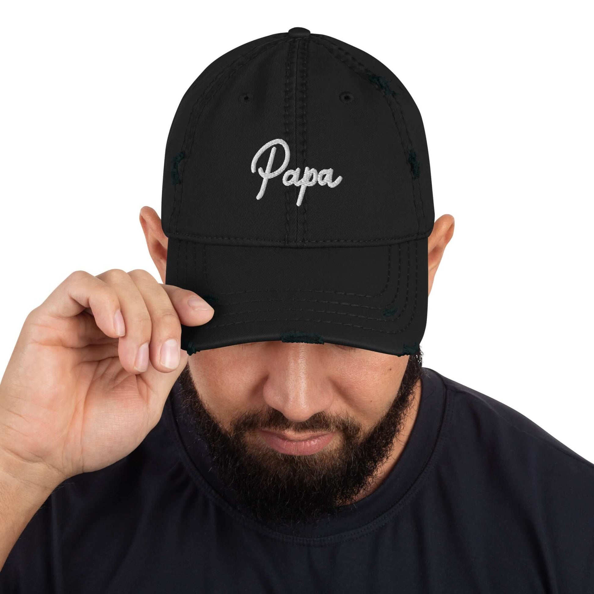 "PAPA" Distressed Embroidered Dad Hat, Brand63