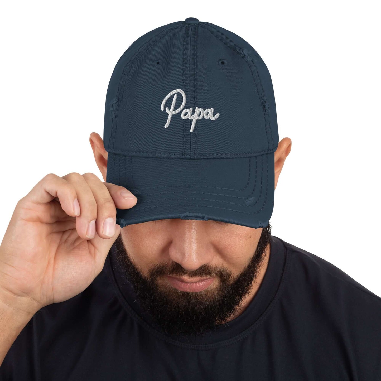 "PAPA" Distressed Embroidered Dad Hat, Brand63