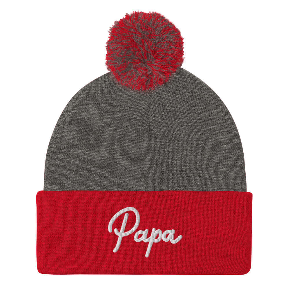 PAPA Men's Pom-Pom Embroidered Beanie