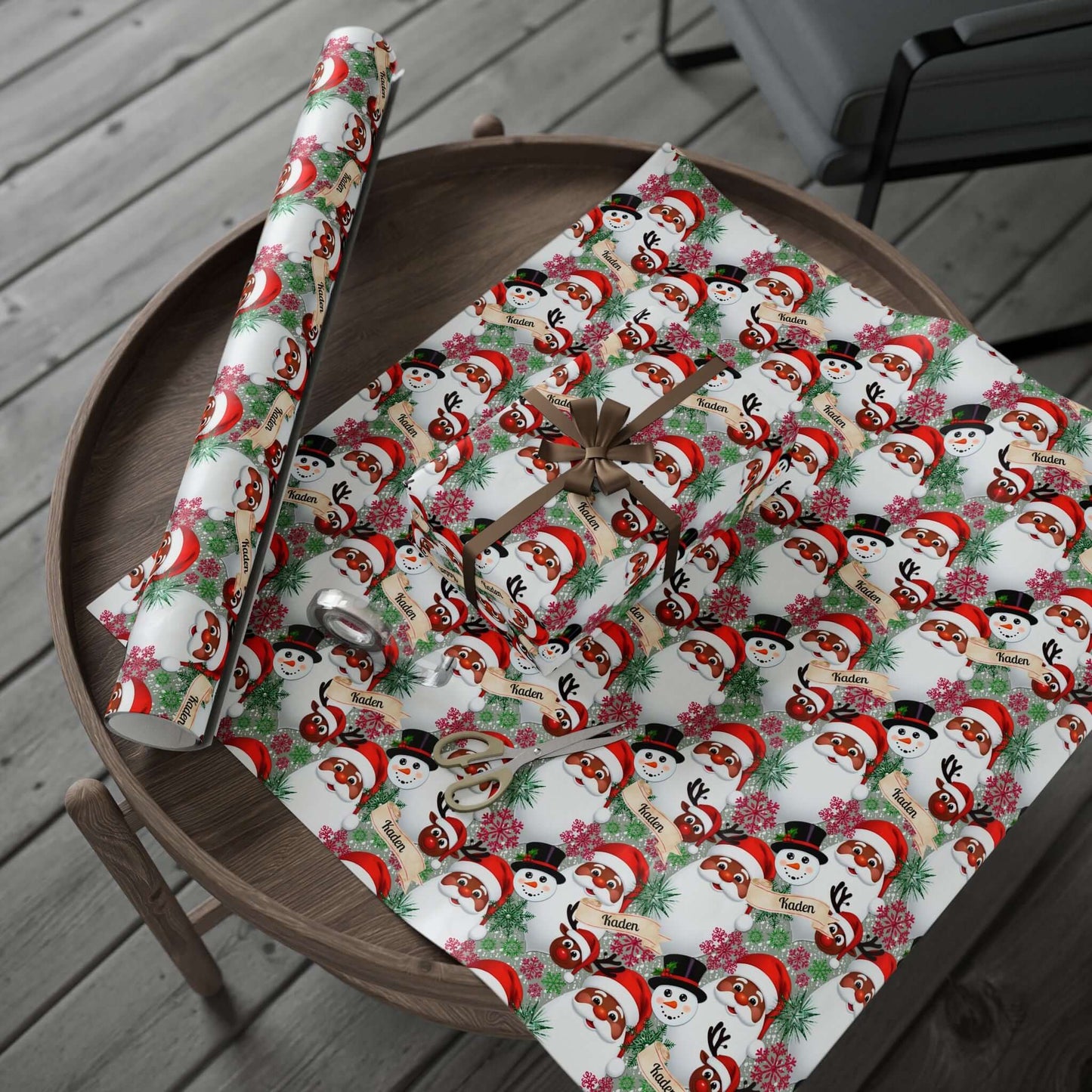 PERSONALIZE IT! African American Santa Christmas Wrapping Paper, Brand63