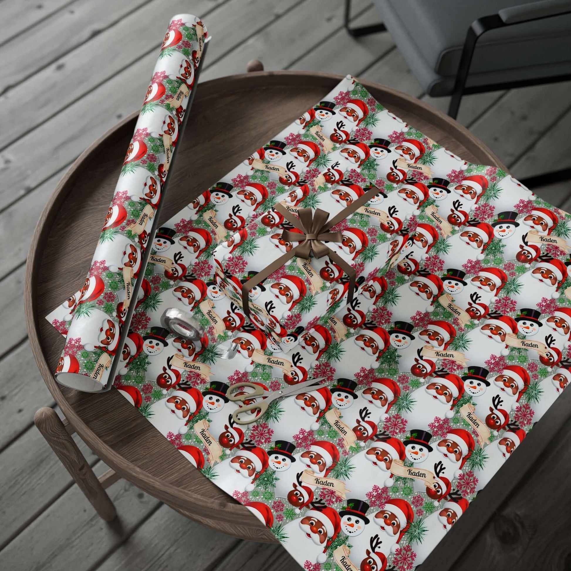 PERSONALIZE IT! African American Santa Christmas Wrapping Paper, Brand63