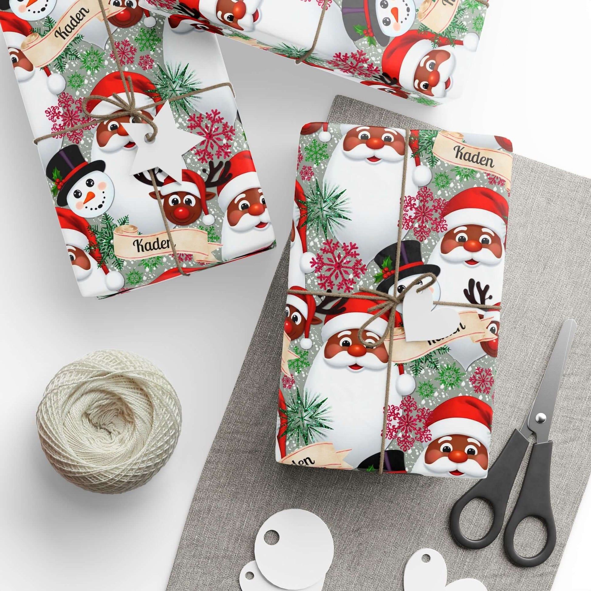 PERSONALIZE ME! African American Santa Christmas Wrapping Paper, Brand63