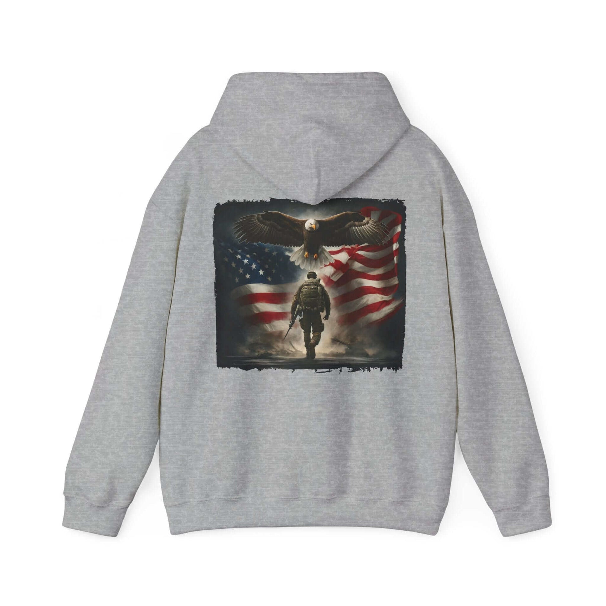 Patriotic Eagle & Soldier Hoodie – Veterans, Military Families, and Americans Patriotic Apparel, Brand63